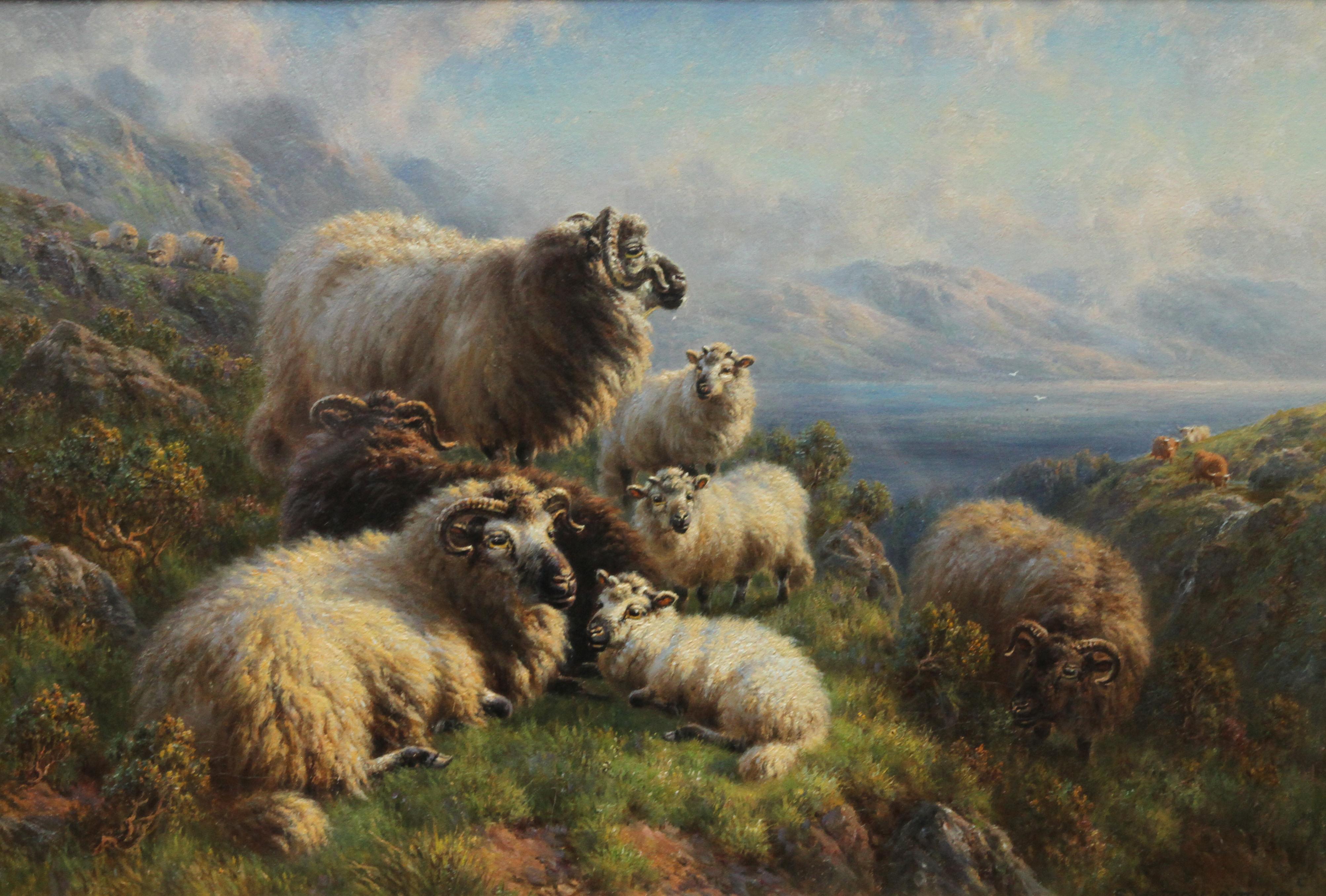 Sheep at Loch Tay Perthshire - British 1910 Edwardian art landscape oil painting 2