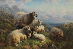 Sheep at Loch Tay Perthshire - Britisches Edwardianisches Landschafts-Ölgemälde von 1910