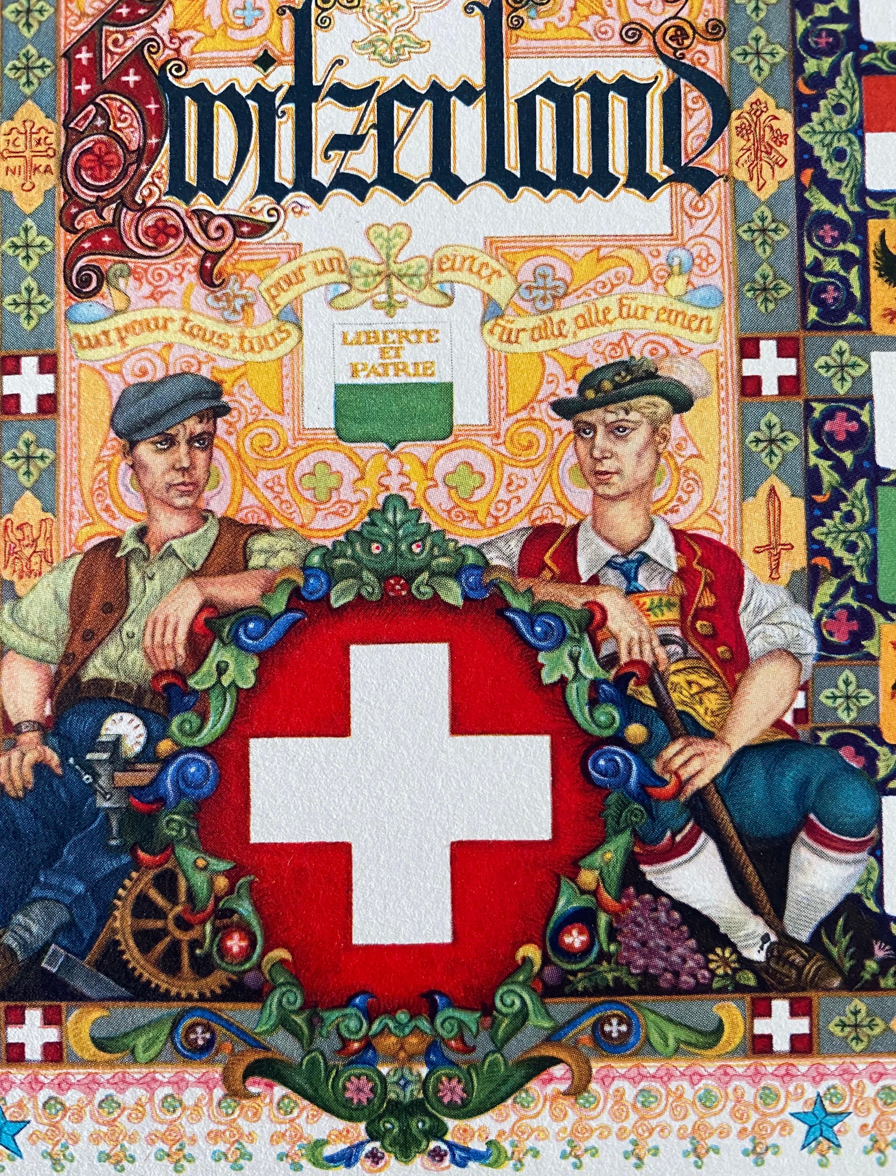Switzerland Swiss Folk Art Print Artist Arthur Szyk Judaica Cartoonist 1
