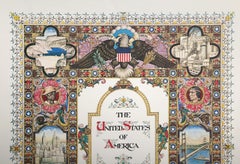 Los Estados Unidos de América, litografía offset realista americana de Arthur Szyk