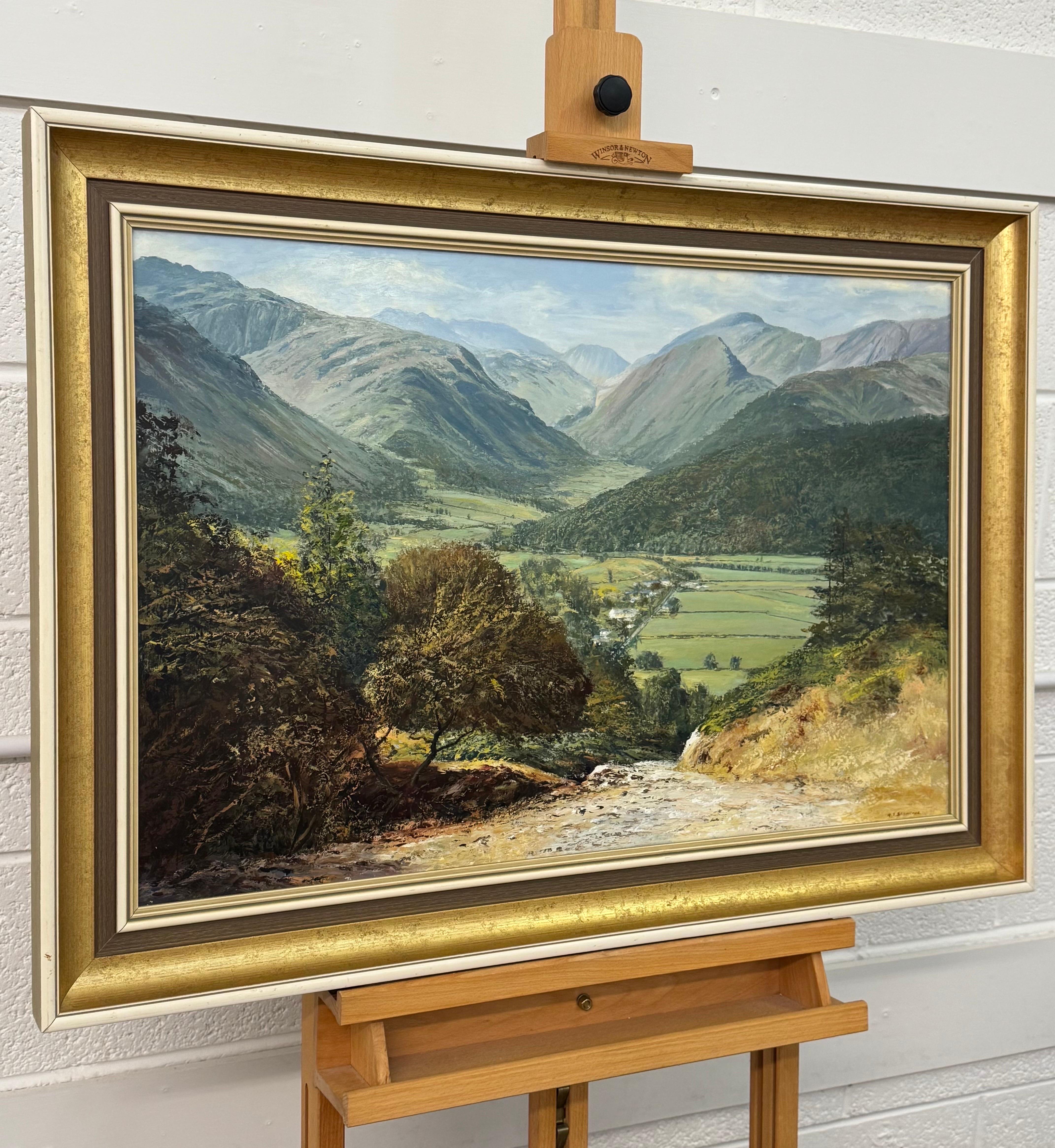 Mountain View of a Lush Green Valley in the English Lake District Vintage Oil - Art by Arthur Terry Blamires