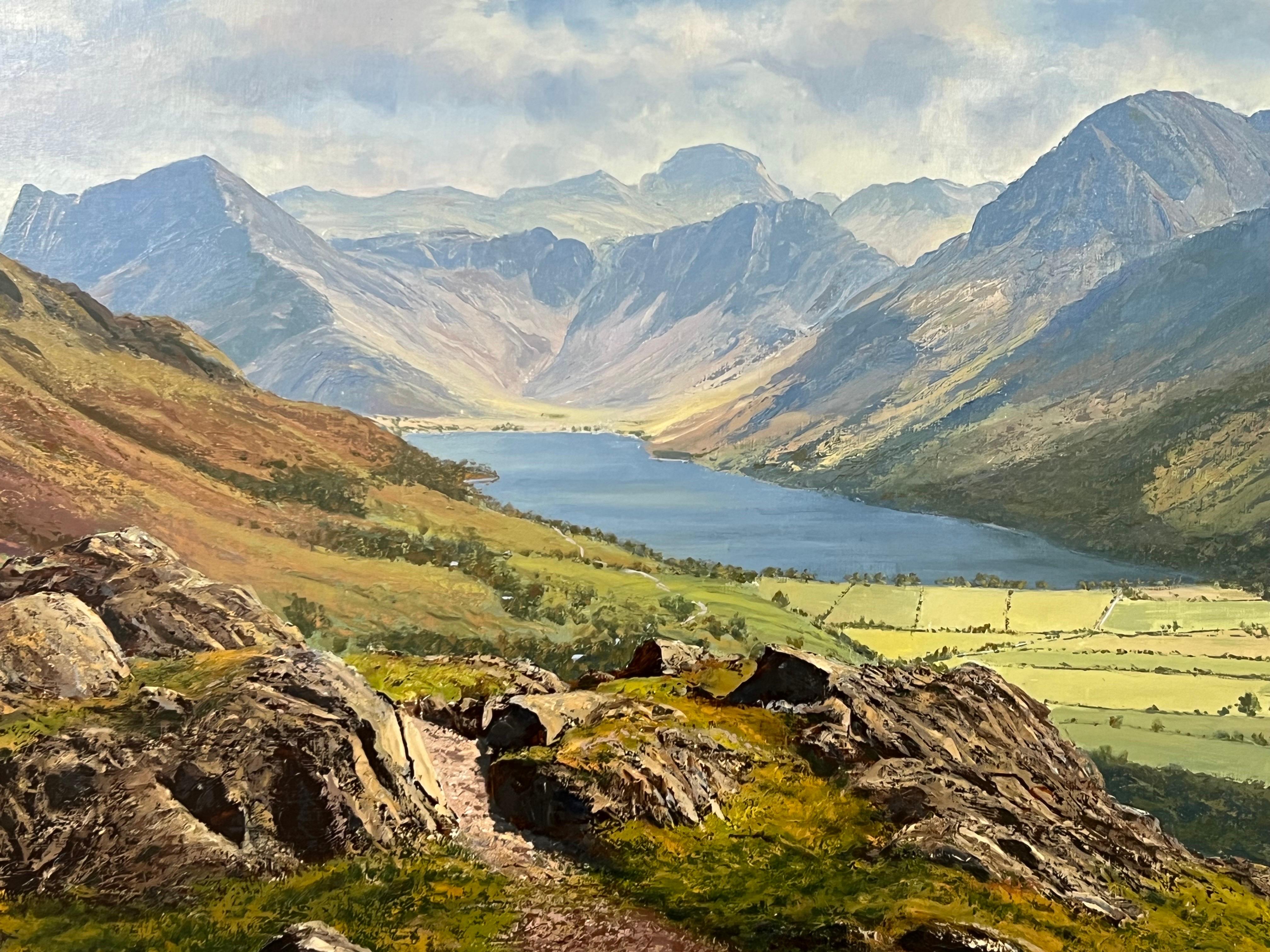 Oil Painting of Great Gable & the Buttermere Fells in English Lake District by 20th Century Modern British Landscape Artist, Arthur Terry Blamires (b. 1930)

Art measures 30 x 20 inches
Frame measure 35 x 25 inches

