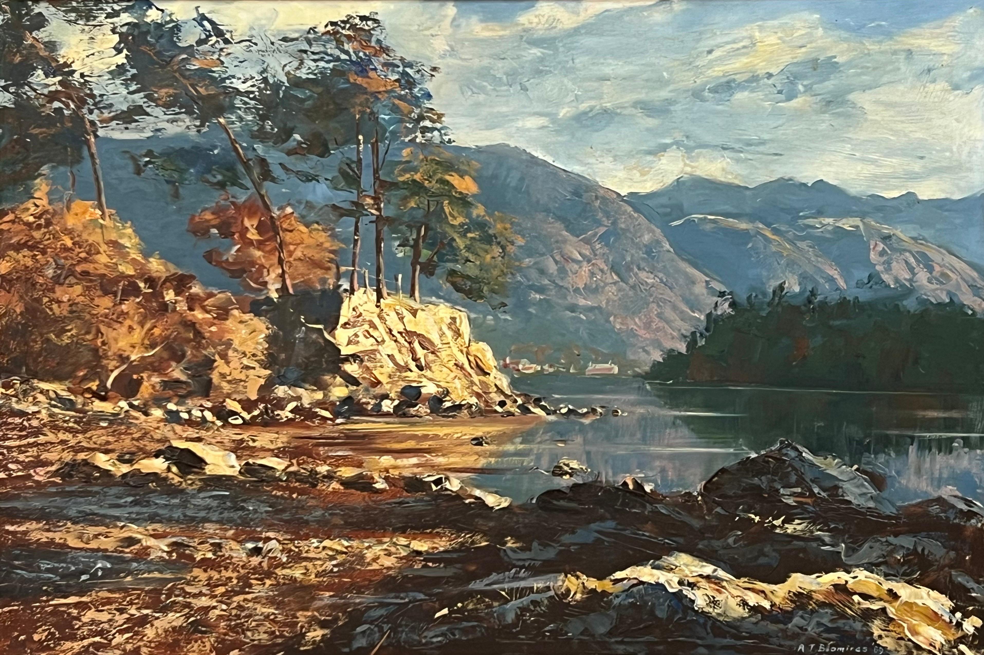 Peinture à l'huile du département du lac de Derwent Water en Angleterre par un artiste de paysage britannique en vente 8
