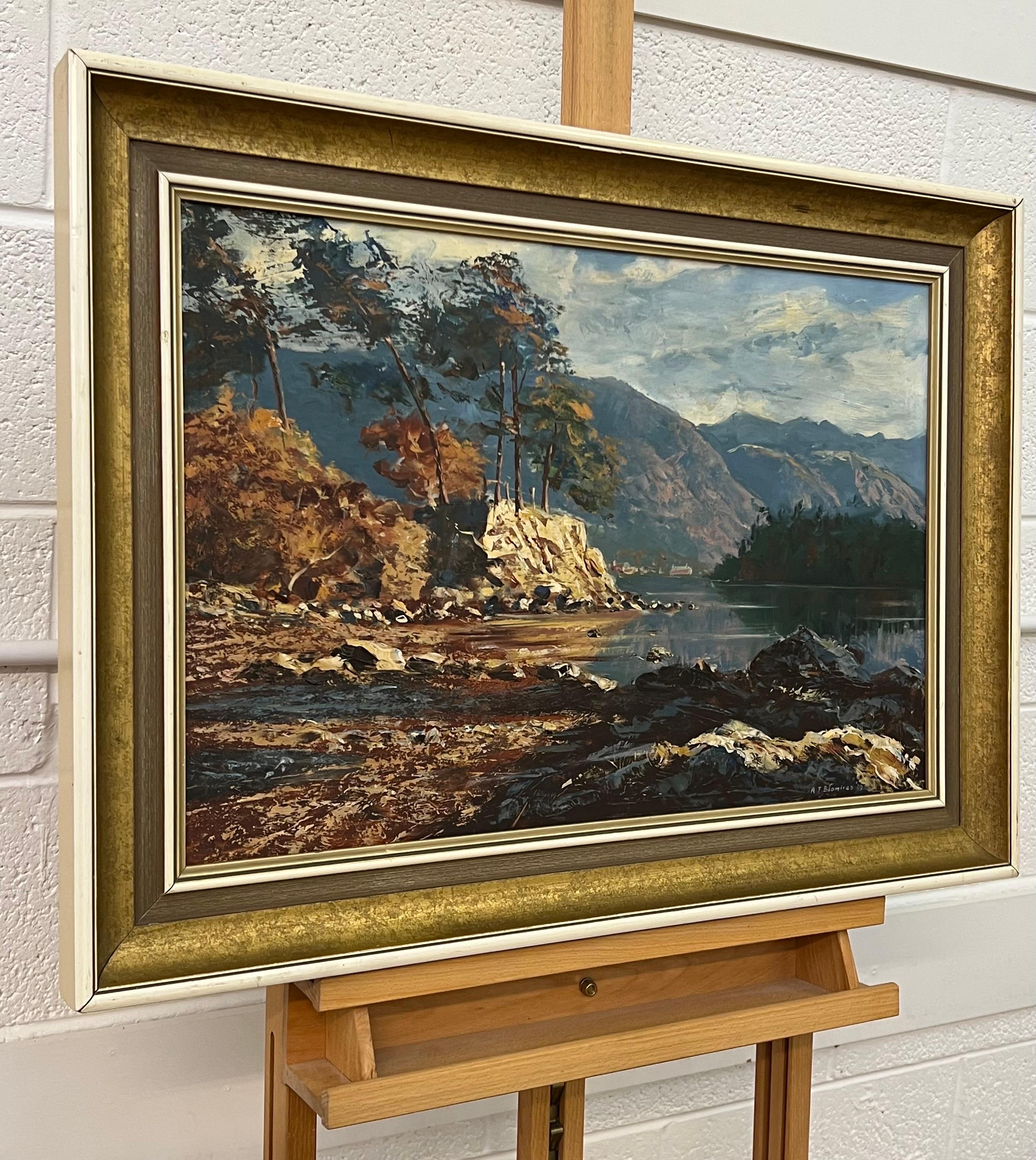 Pintura al óleo de Derwent Water, Keswick, en el Distrito de los Lagos inglés, del paisajista Modern British, Arthur Terry Blamires (n. 1930).

Medidas de la obra 24 x 16 pulgadas
Medida del marco 28 x 20 pulgadas

Óleo sobre tabla, firmado,