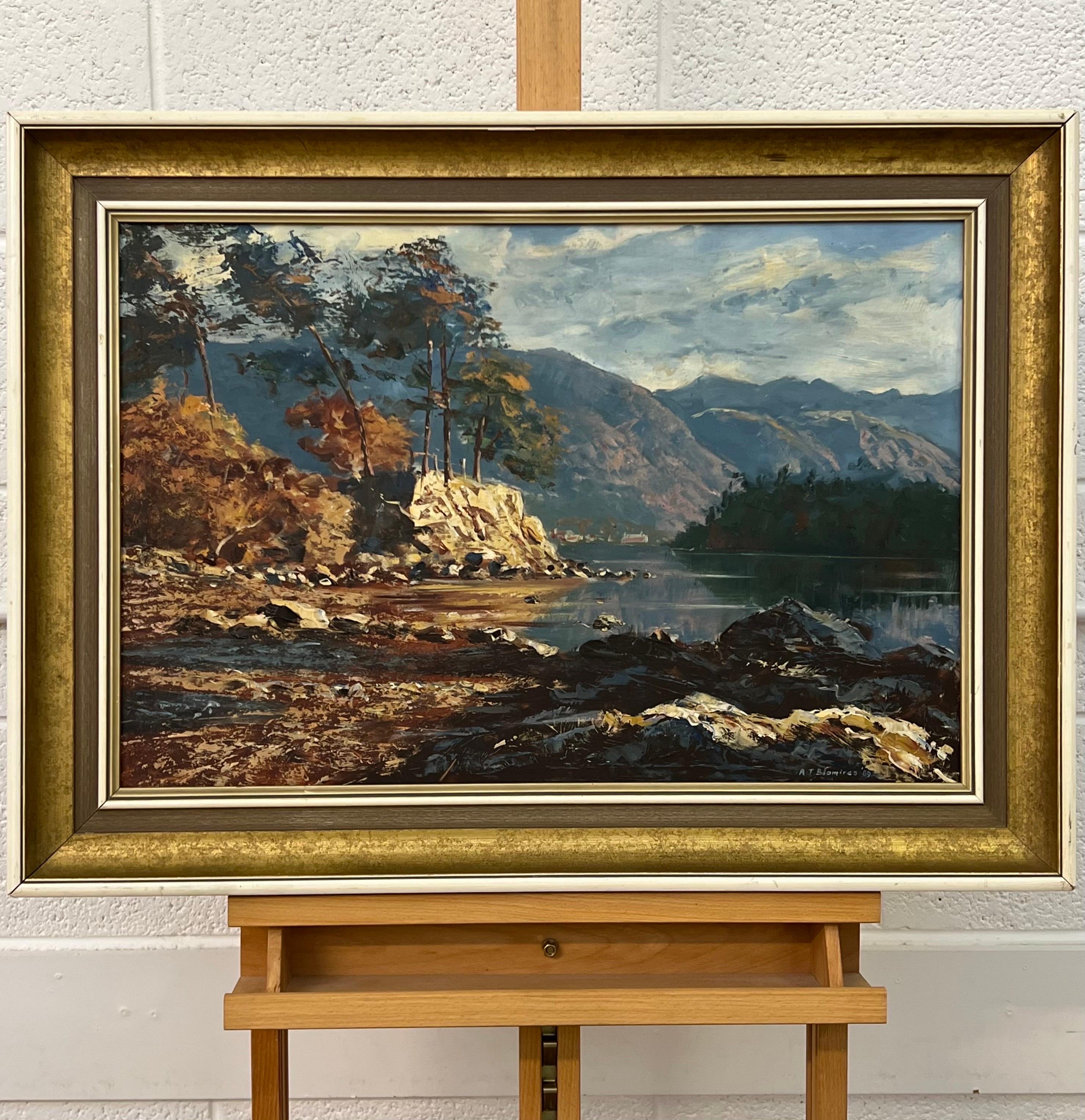 Peinture à l'huile du département du lac de Derwent Water en Angleterre par un artiste de paysage britannique en vente 3