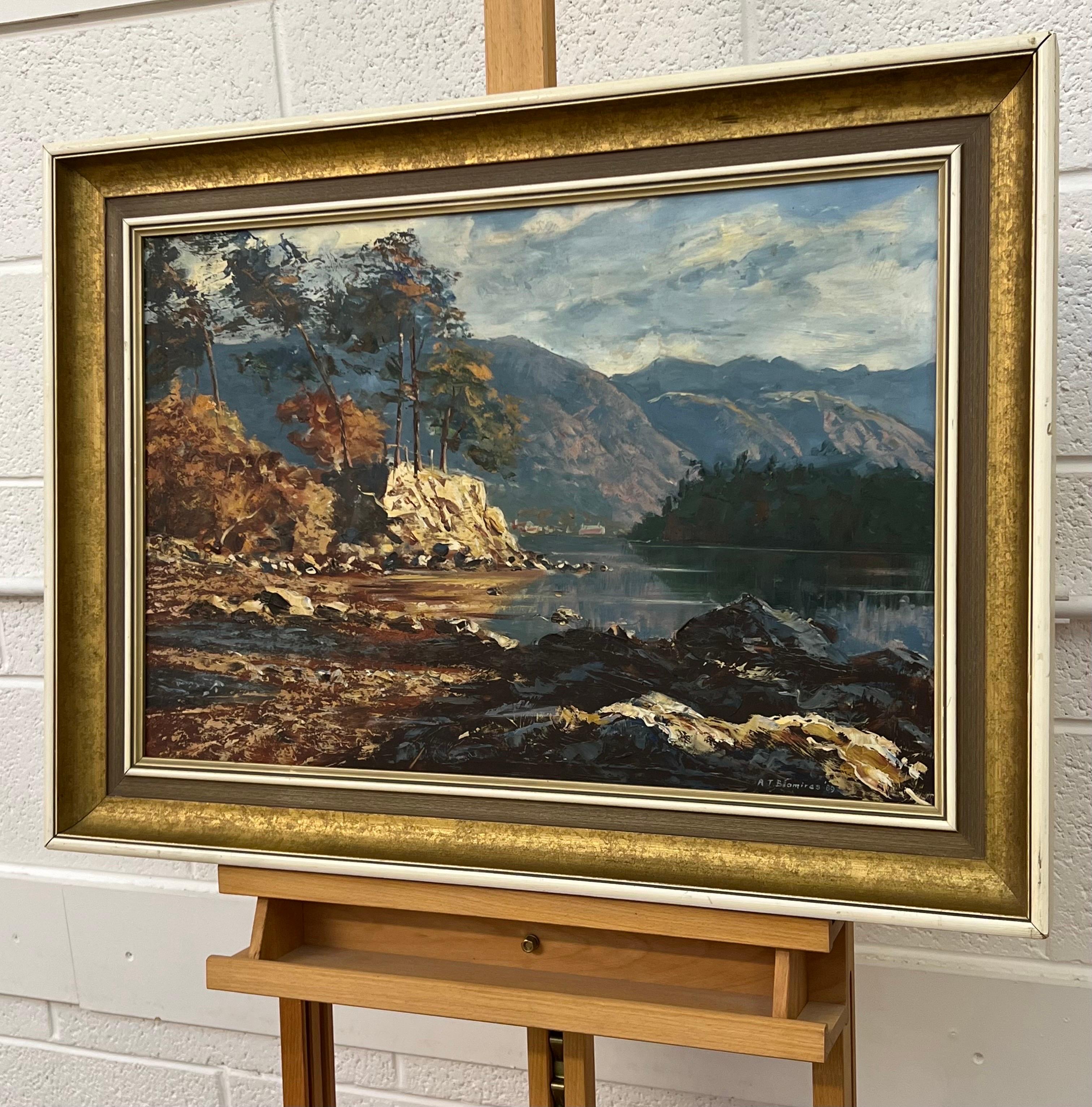 Peinture à l'huile du département du lac de Derwent Water en Angleterre par un artiste de paysage britannique en vente 4