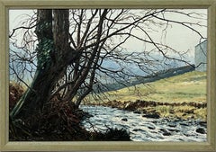 Oil Painting of Tree over a River in Yorkshire Dales by British Landscape Artist