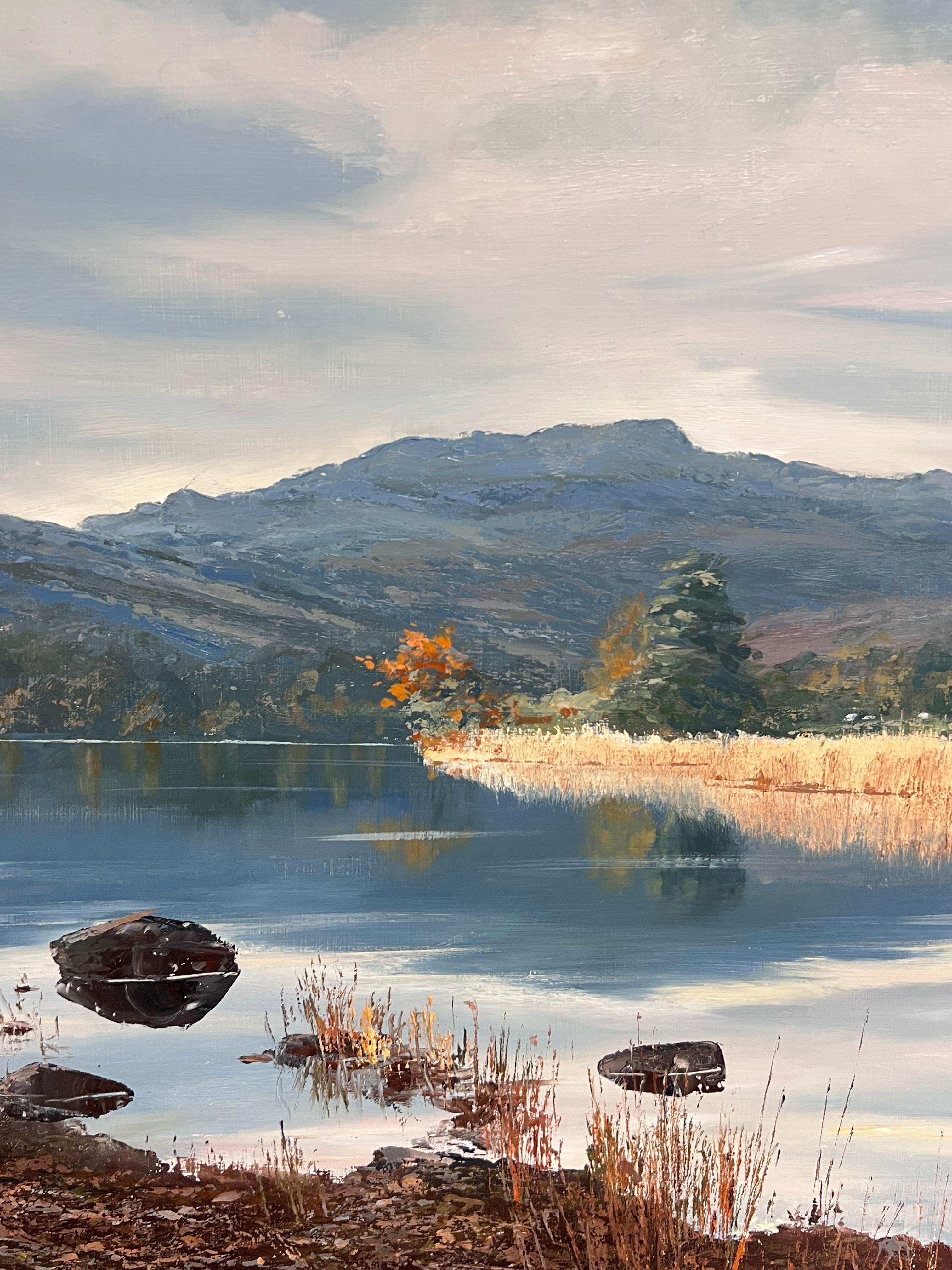 Rydal Water
by Arthur Terry Blamires (English, born 1930)
signed oil on board, framed
titled verso
framed: 22 x 30 inches
board : 27 x 25 inches
Provenance: private collection, Cumbria, Lake District, England
Condition: very good condition

Arthur