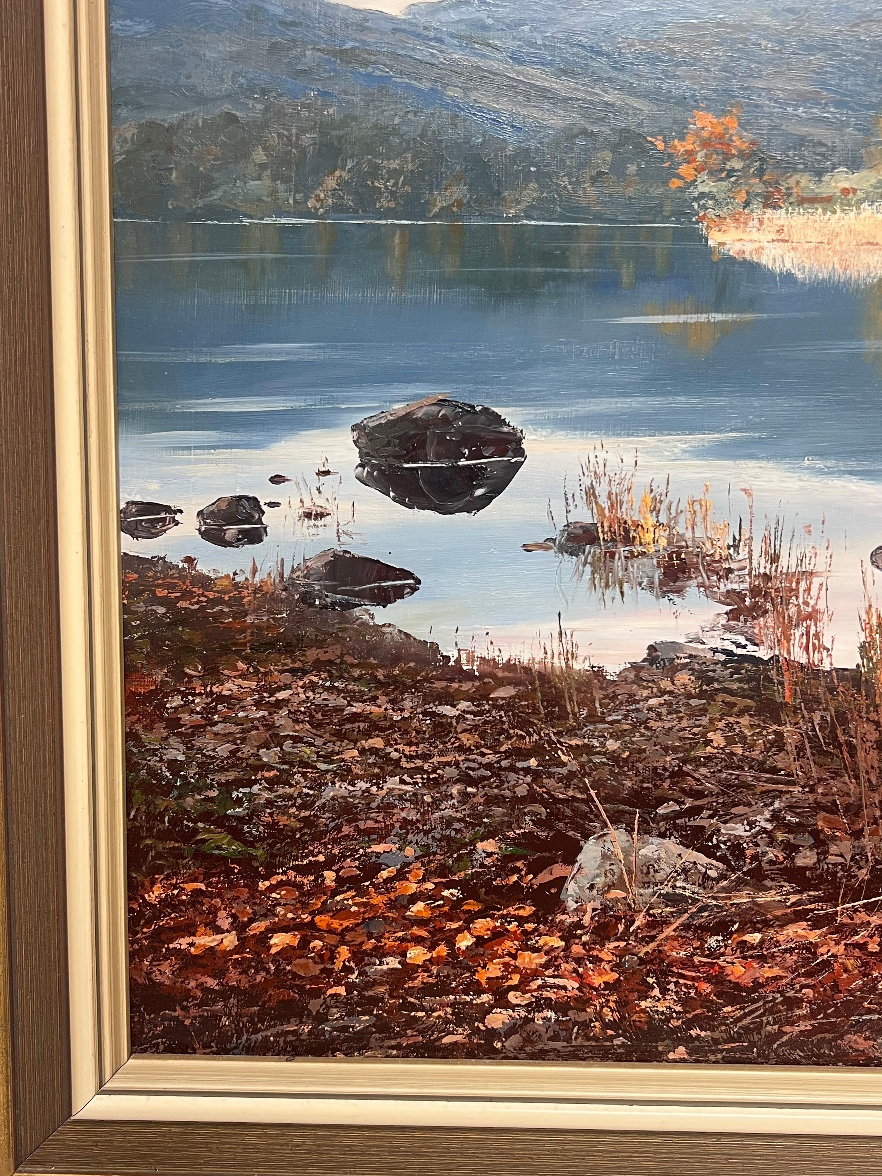 Rydal Water English Lake District Large Signed English Oil Painting Autumn Light For Sale 2