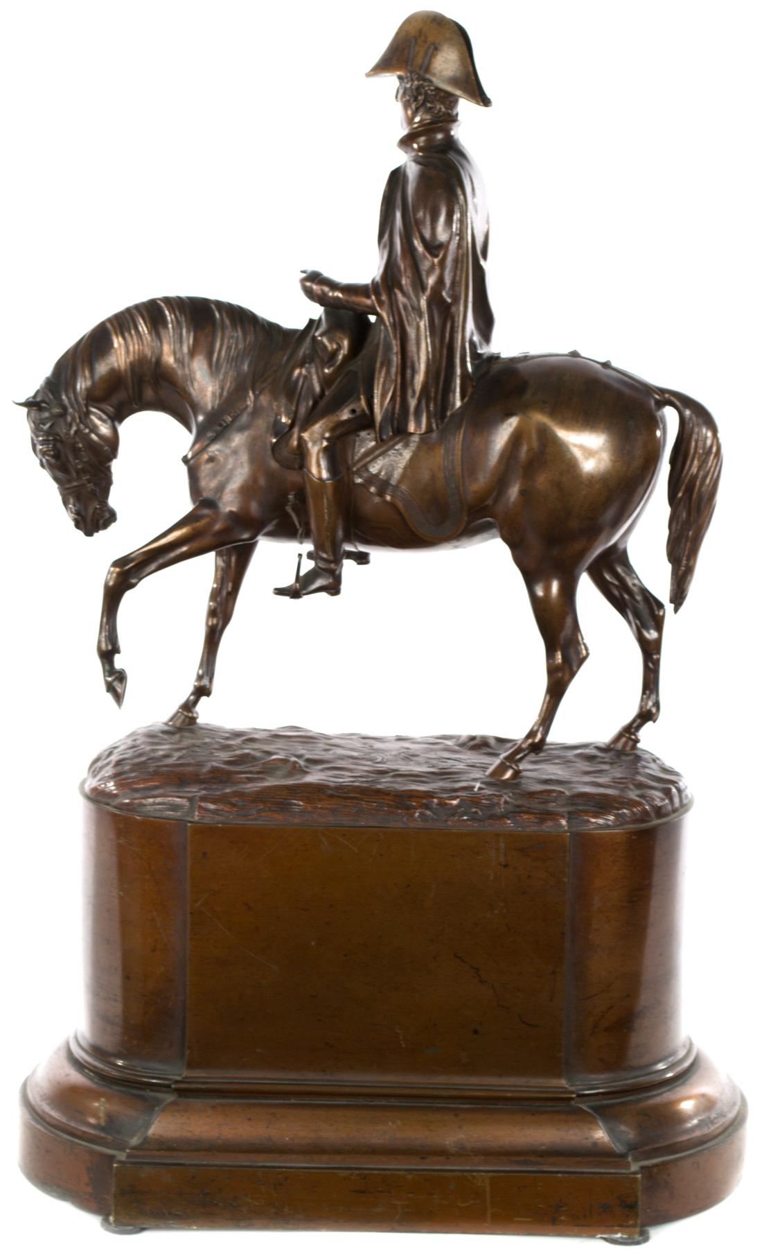 Renowned for his equine sculpture, here the artist Edmund Cotterill (English, 1795-1860) portrays his contemporary, the Duke of Wellington astride his war horse, Copenhagen, whom he famously rode when defeating Napoleon and his armies at the battle