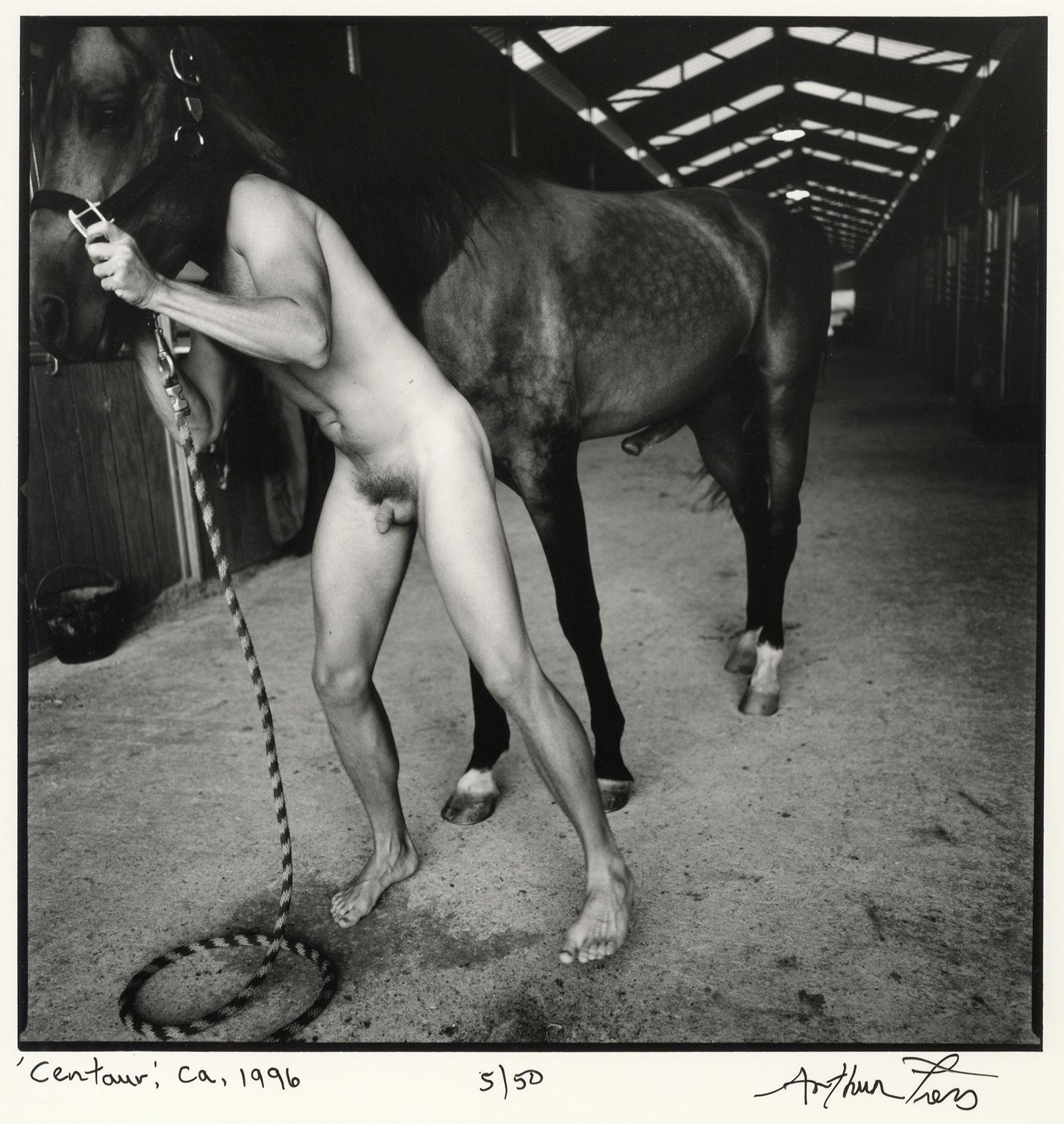 Centaur (mythological creature with a upper human body and lower body of horse) - Contemporary Photograph by Arthur Tress