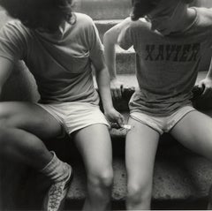 Teenage Runners (two innocent young boys in intimate moment on a New York stoop)