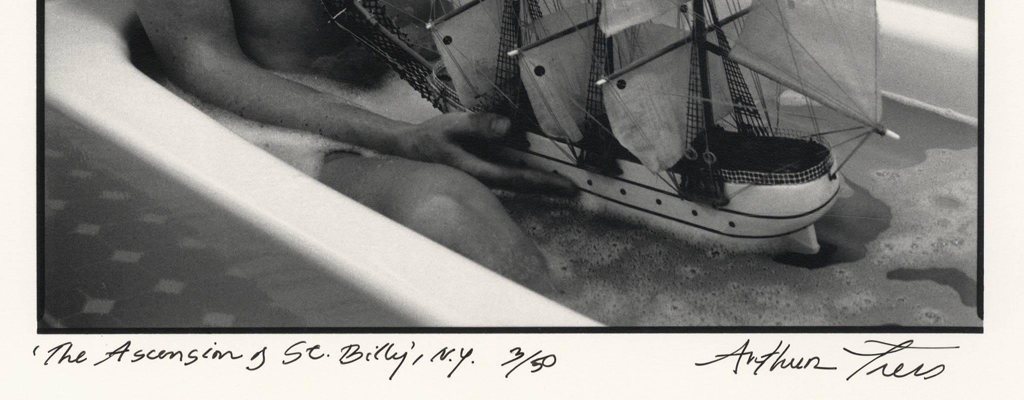 The Ascension of St. Billy's, NY (male nude soaks in tub as his boat comes) - Contemporary Photograph by Arthur Tress