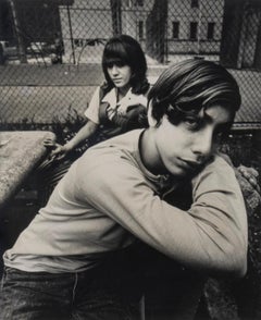 Vintage Two Teenagers in a Housing Project Park