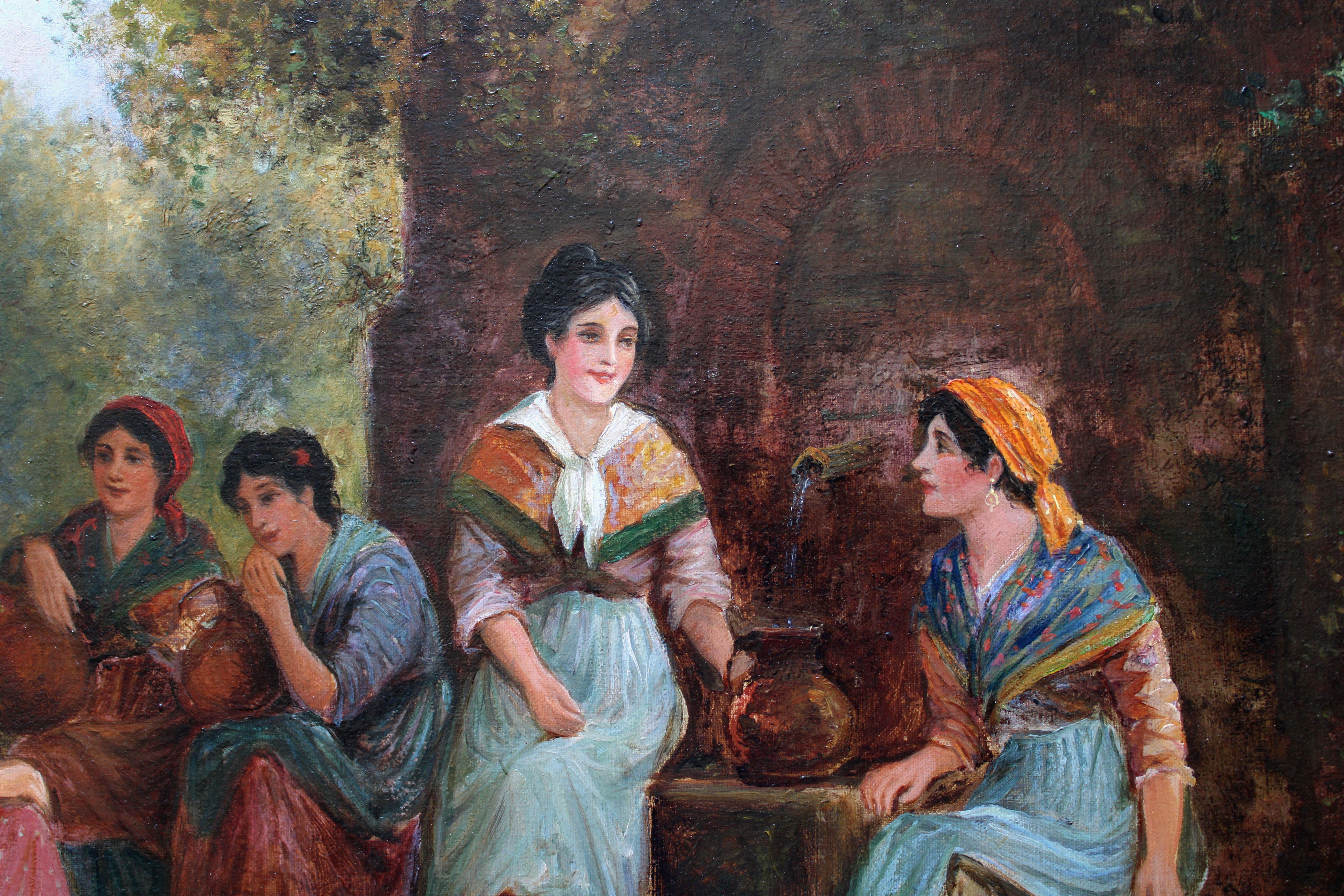 A good gossip. Öl auf Leinwand, 61x92 cm – Painting von Arthur Trevor Haddon 