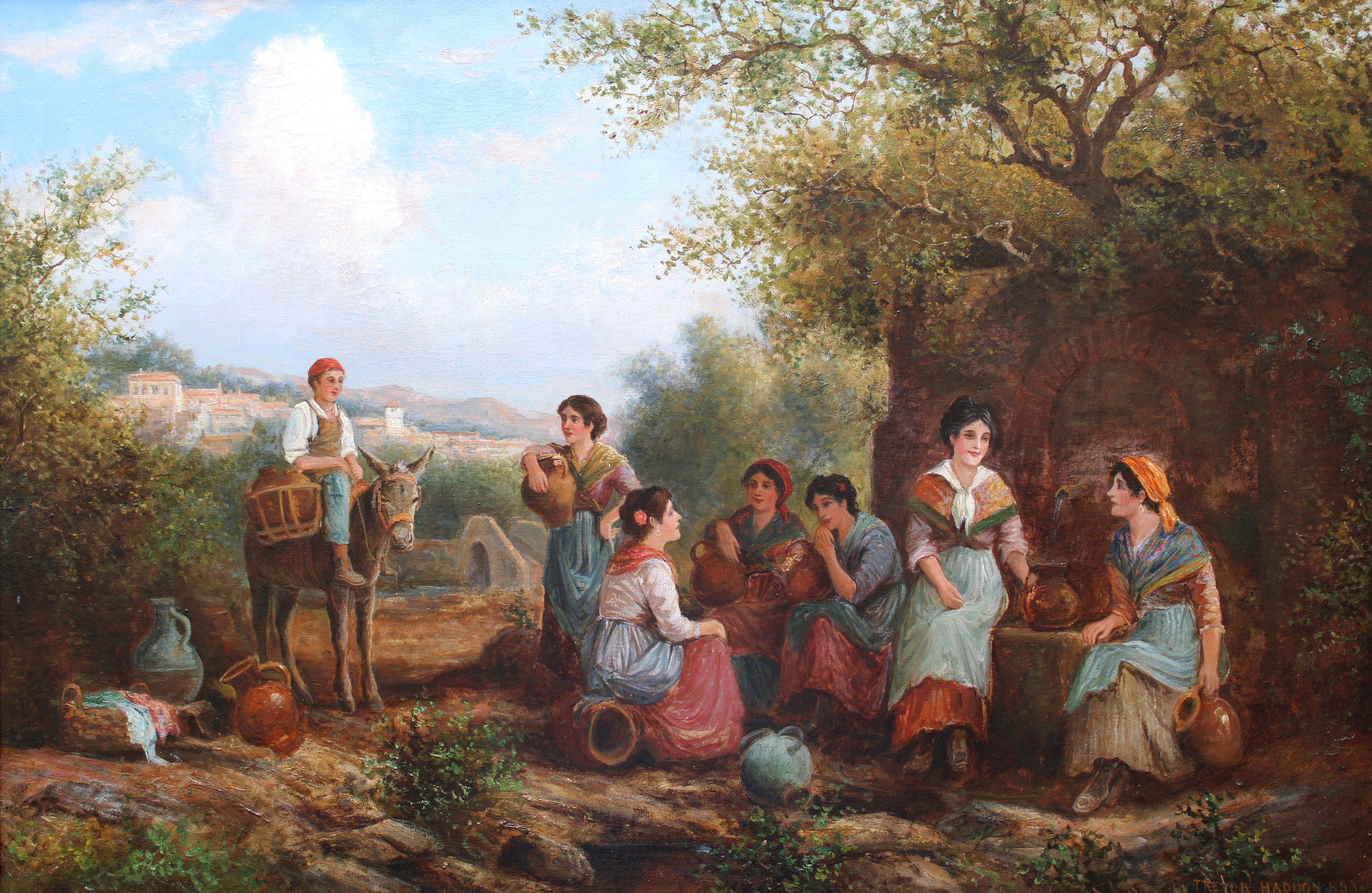Arthur Trevor Haddon  Figurative Painting – A good gossip. Öl auf Leinwand, 61x92 cm
