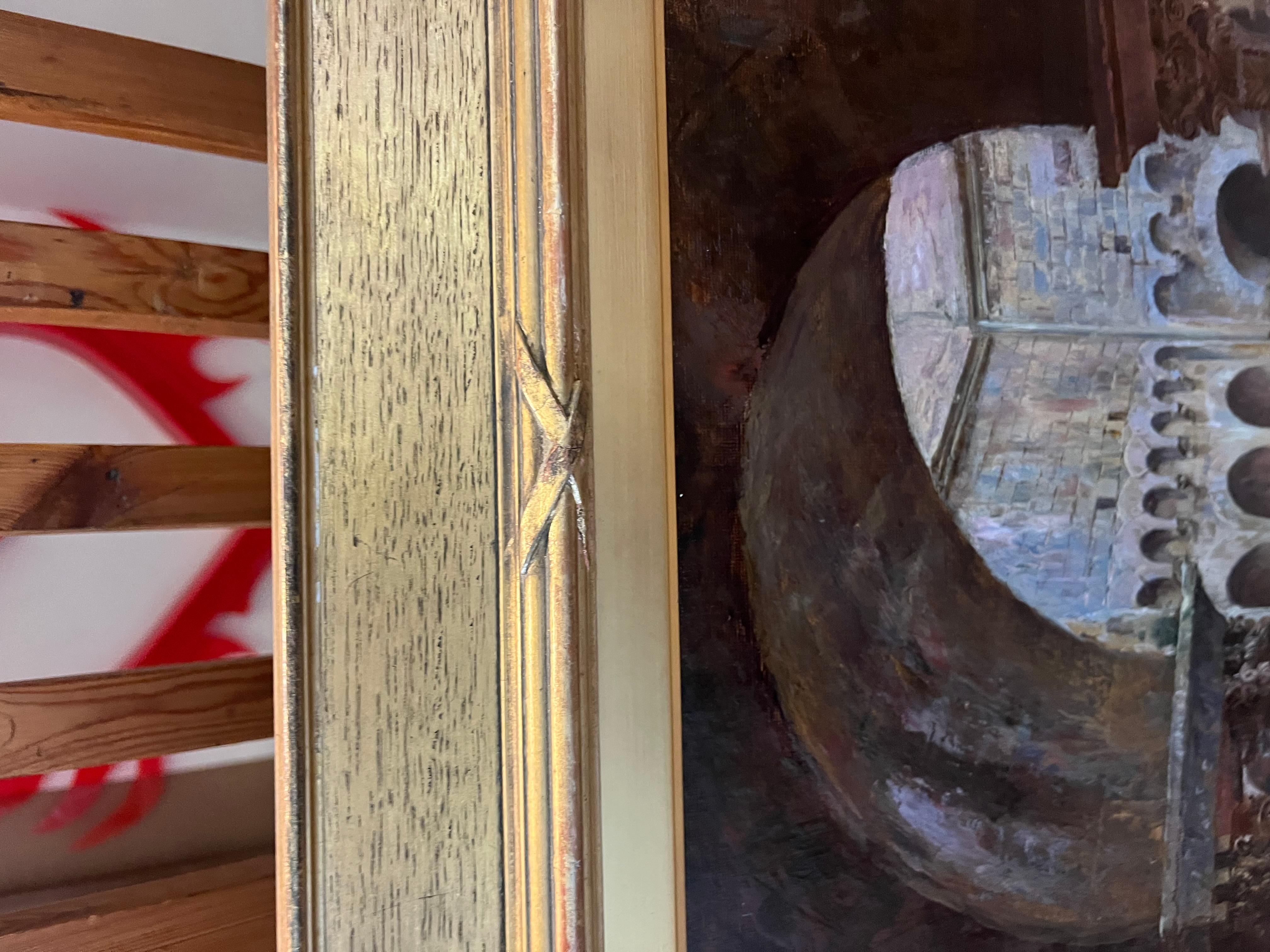Frühes zwanzigstes Jahrhundert Impressionist Ölgemälde Spanisches Kloster und Gärten im Angebot 4
