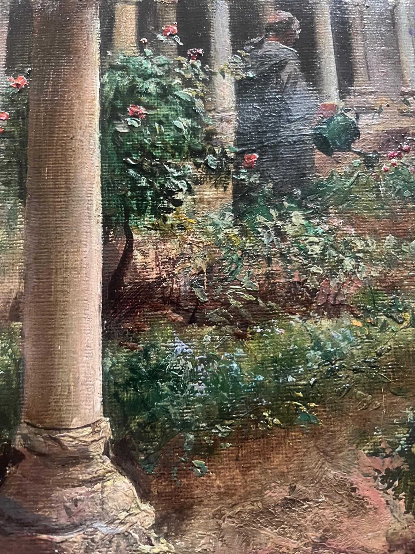 Peinture de paysage impressionniste du XXe siècle Monastère et jardin espagnols - Painting de Arthur Trevor Haddon