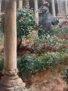Pintura impresionista de paisaje del siglo XX Monasterio y jardín españoles