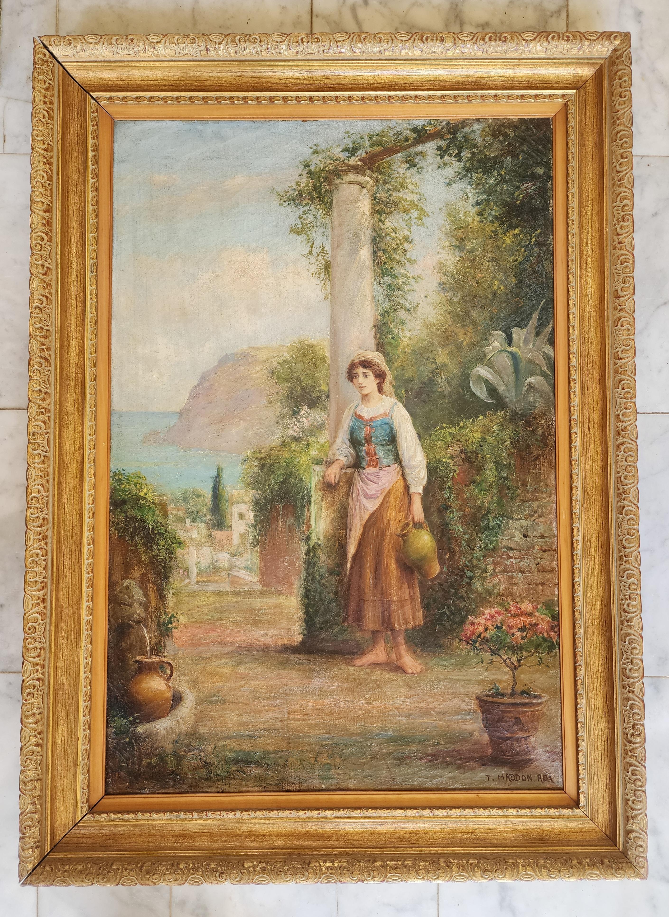 Donne in giardino - Painting di Arthur Trevor Haddon