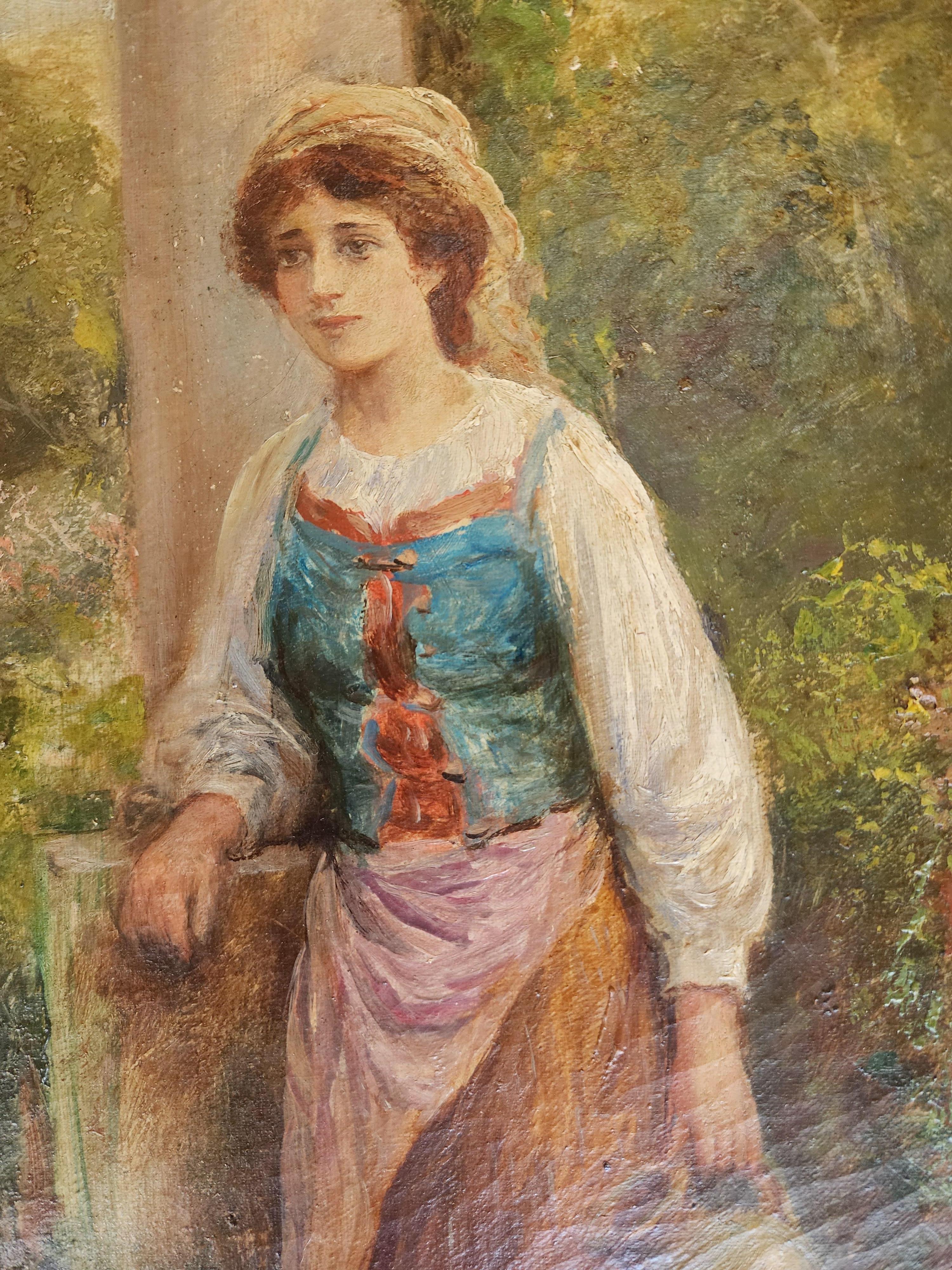 Donne in giardino - Painting Scuola italiana di Arthur Trevor Haddon
