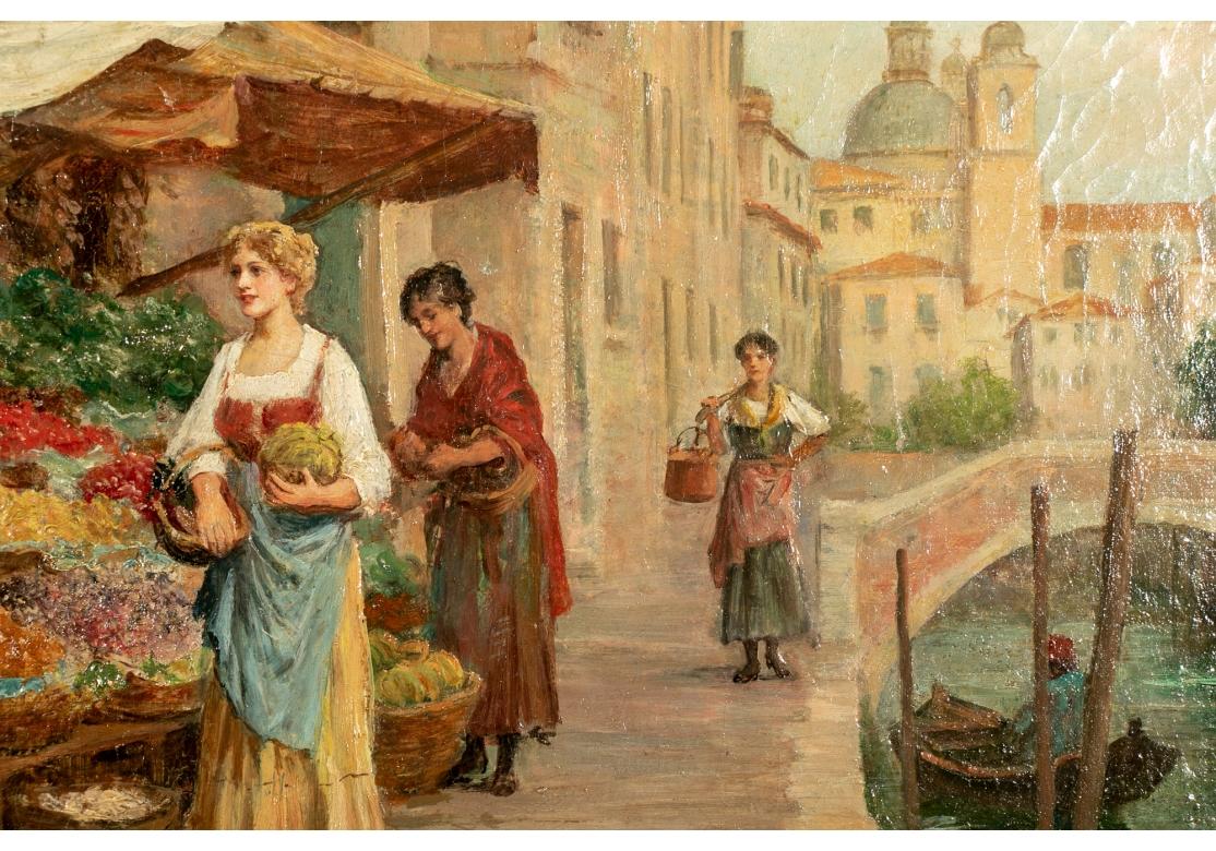 20th Century Arthur Trevor Haddon RBA 'UK, 1864-1941' Oil on Canvas, Venetian Genre Scene For Sale