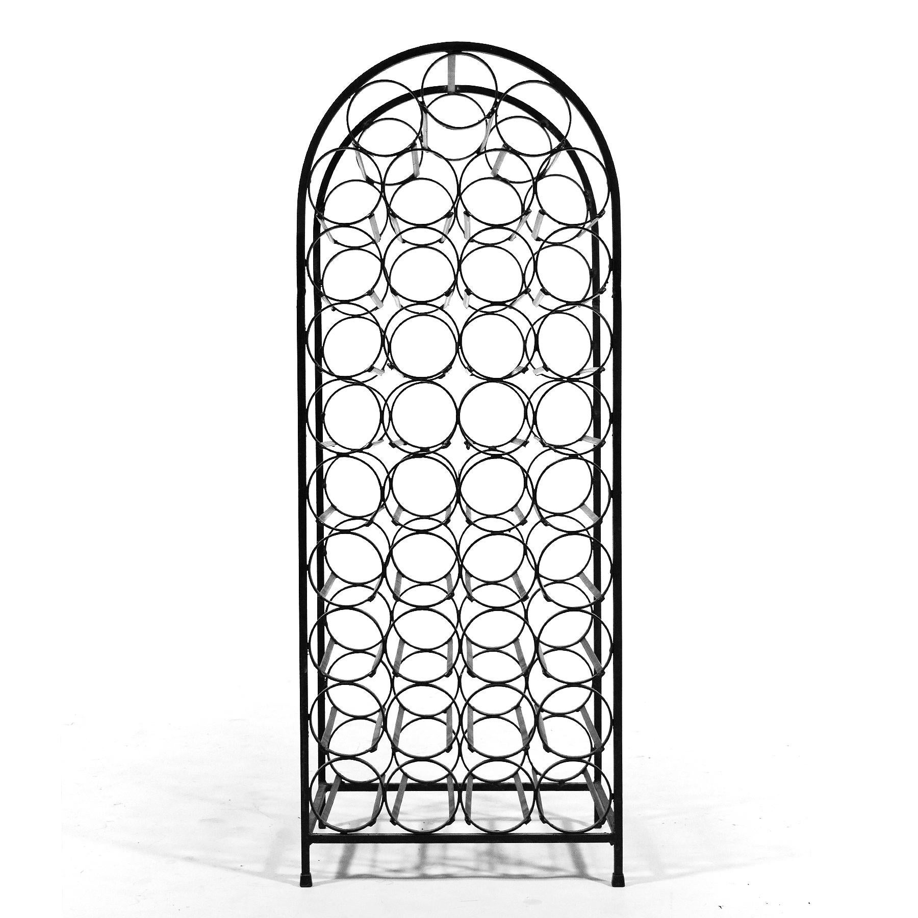 American Arthur Umanoff 39 Bottle Wine Rack with Round Top For Sale