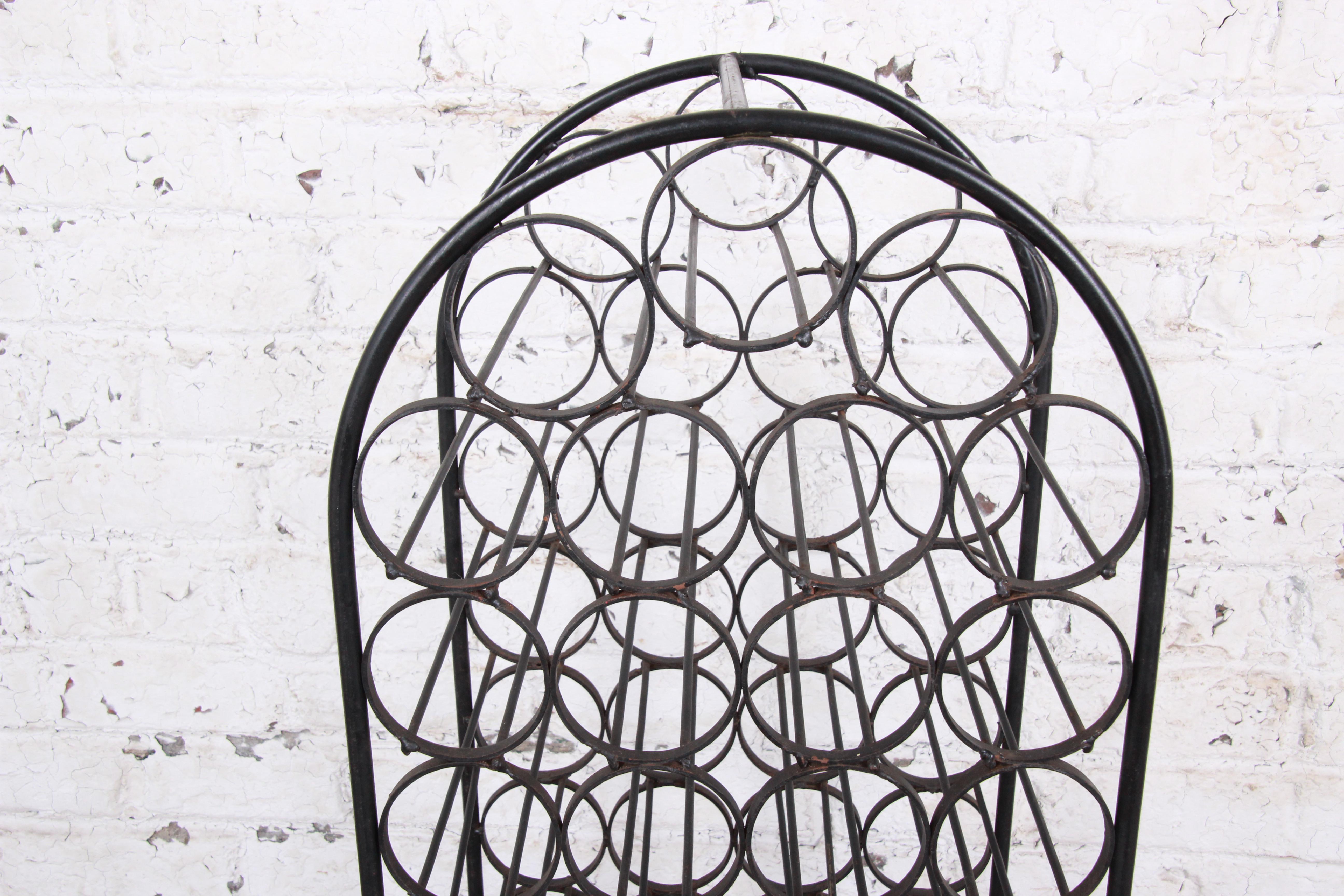 Arthur Umanoff 39-Bottle Wrought Iron Wine Rack In Good Condition In South Bend, IN