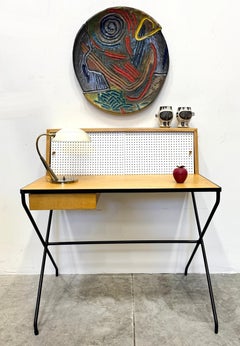 Arthur Umanoff 50er Jahre Mid-Century-Schreibtisch aus Schmiedeeisen, Holz für Elton