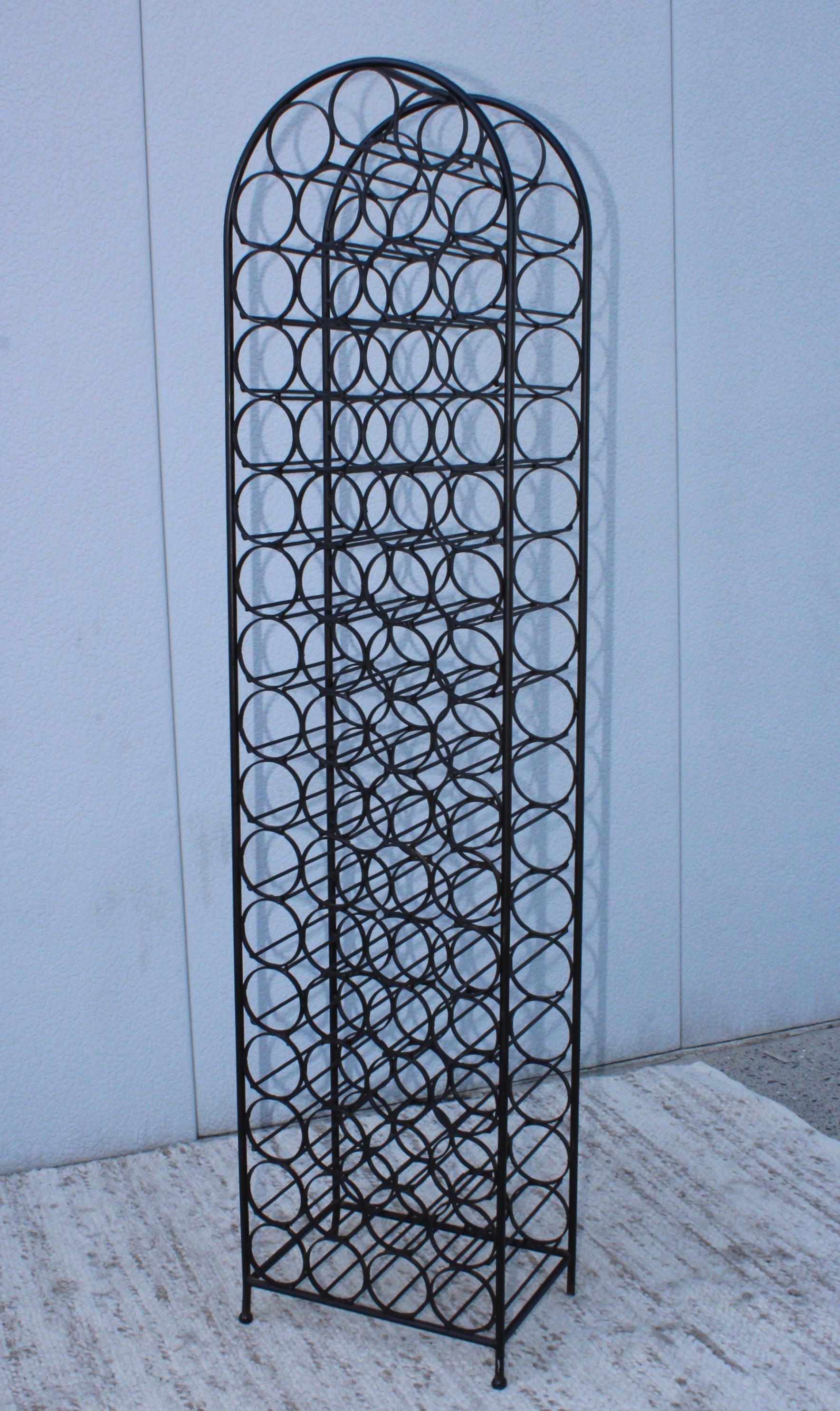 American Arthur Umanoff 67-Bottle Wrought Iron Wine Rack