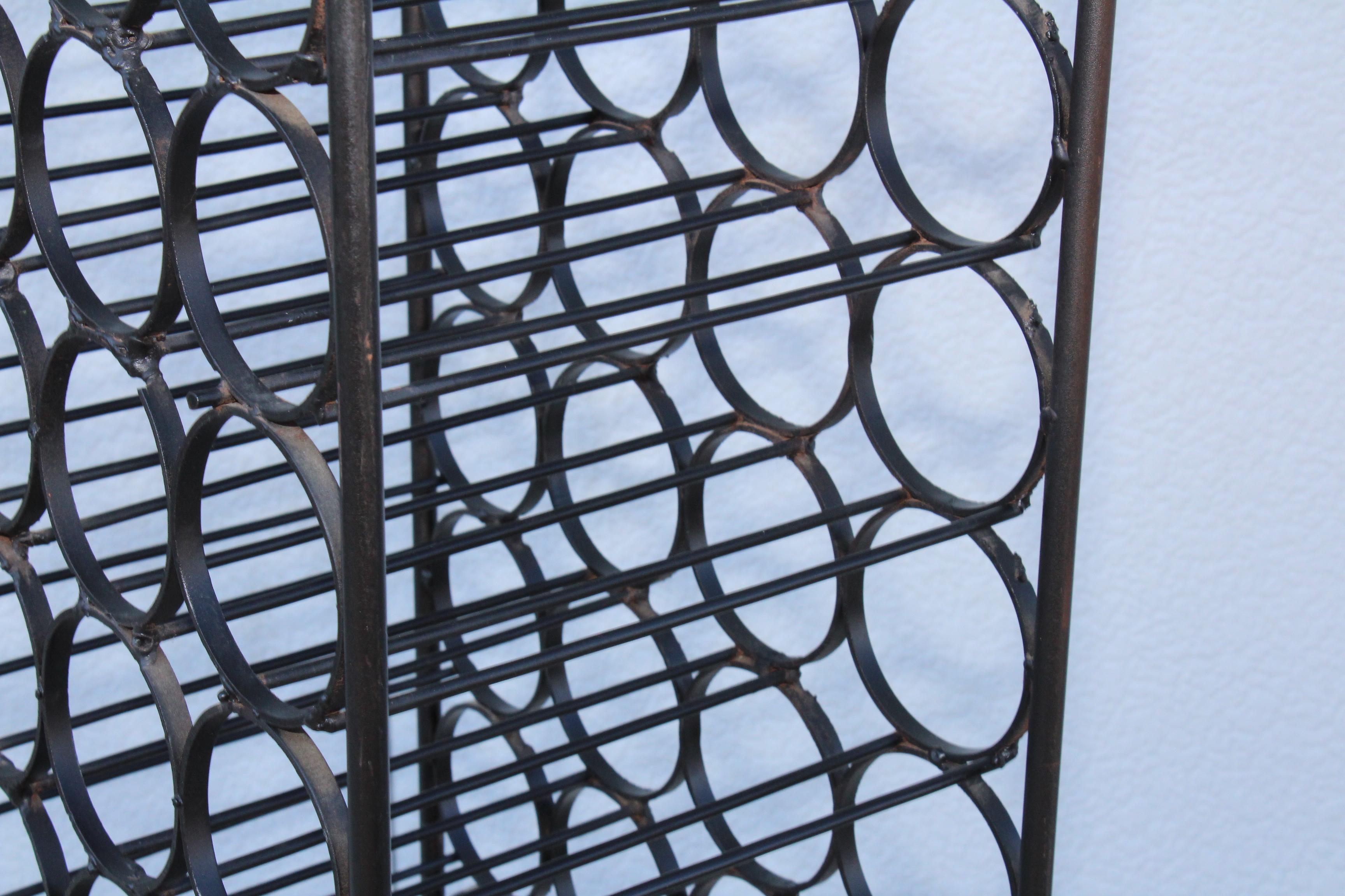 Mid-20th Century Arthur Umanoff 67-Bottle Wrought Iron Wine Rack