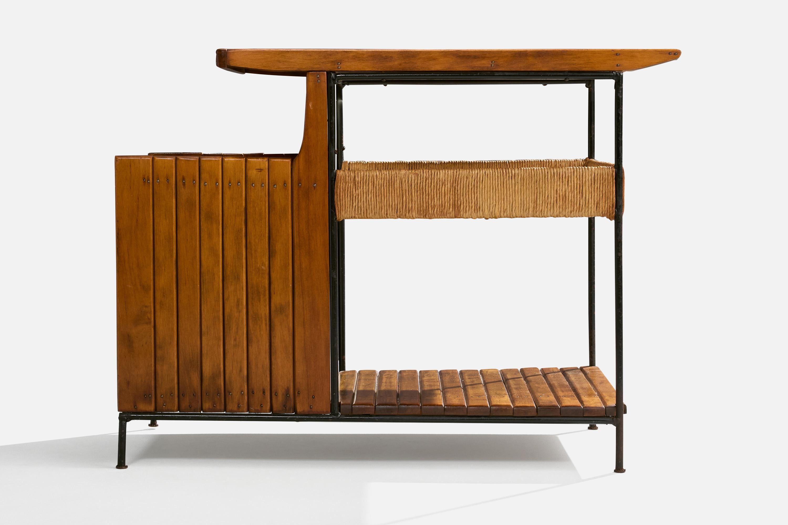 Arthur Umanoff, Leggio, ferro, betulla, giunco, formica, USA, anni '50 In condizioni buone in vendita a High Point, NC
