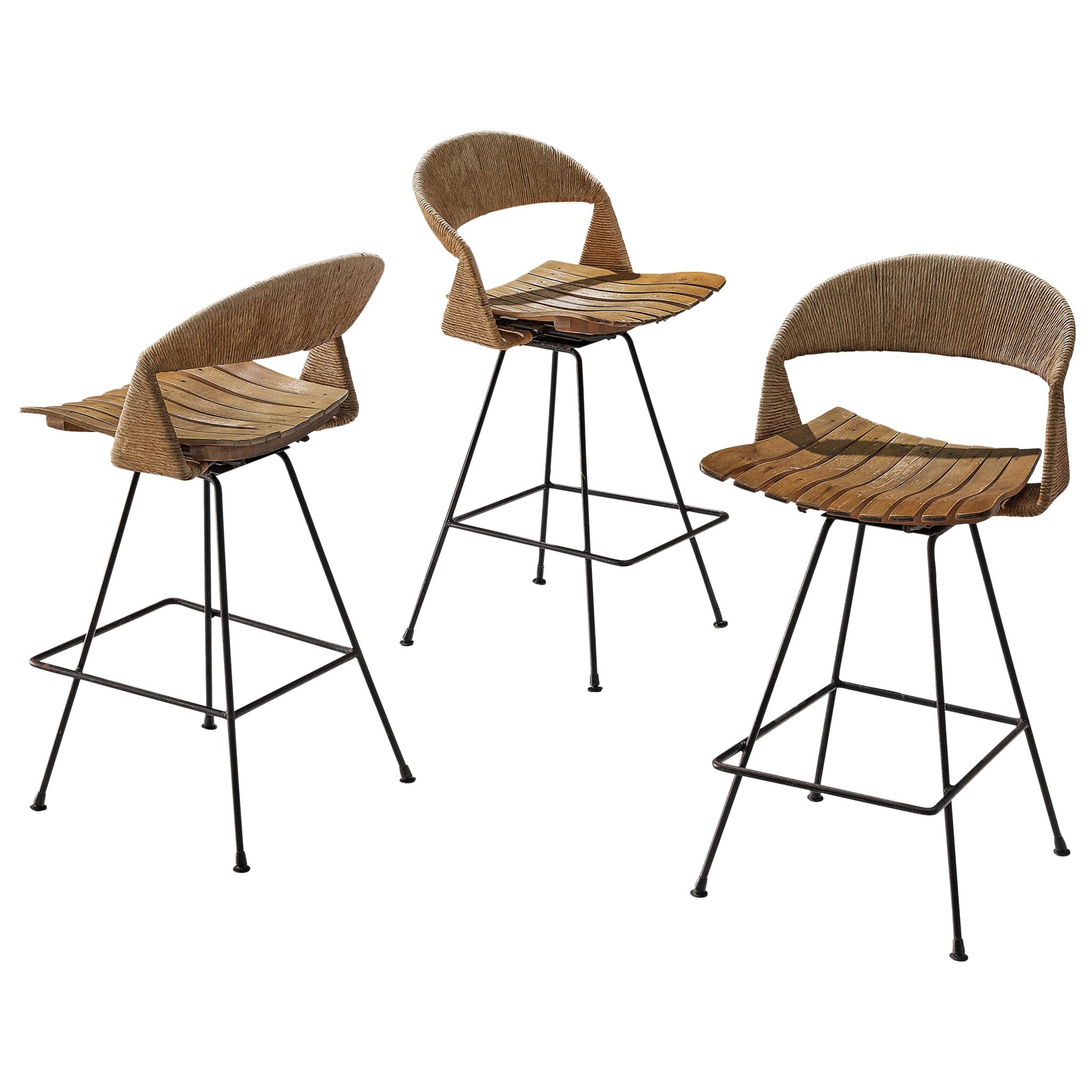 Set of Three Barstools by Arthur Umanoff