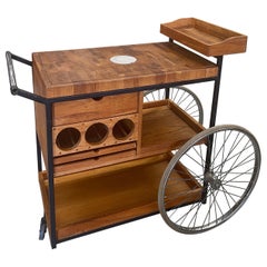 Arthur Umanoff Bicycle and Butcher Block Bar Cart