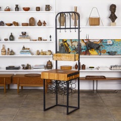 Arthur Umanoff Butcher Block Island with Wine Rack and Pot Holder