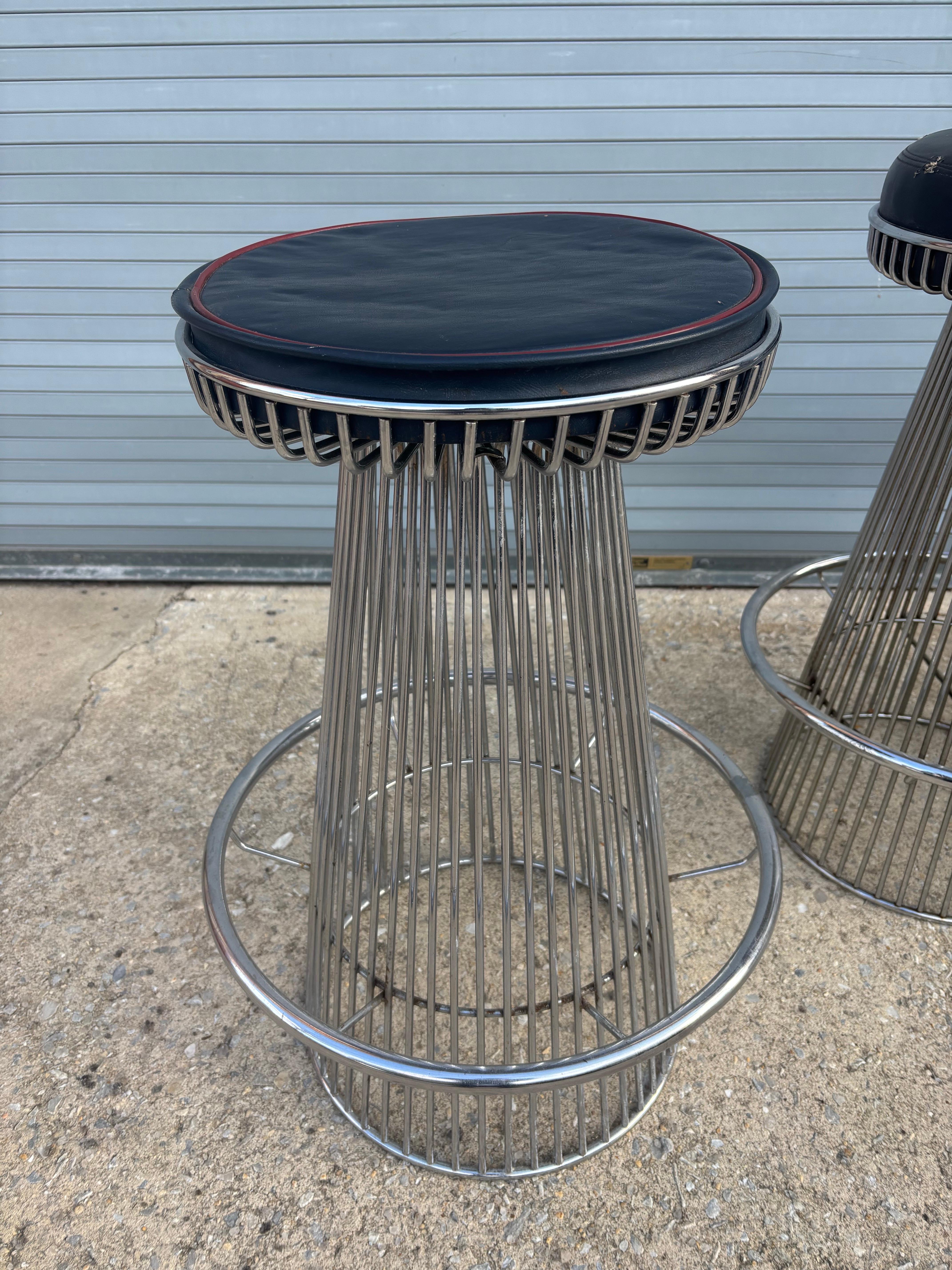 Mid-Century Modern Arthur Umanoff for Contempory Shells Set of 3 Chrome Bar Stools