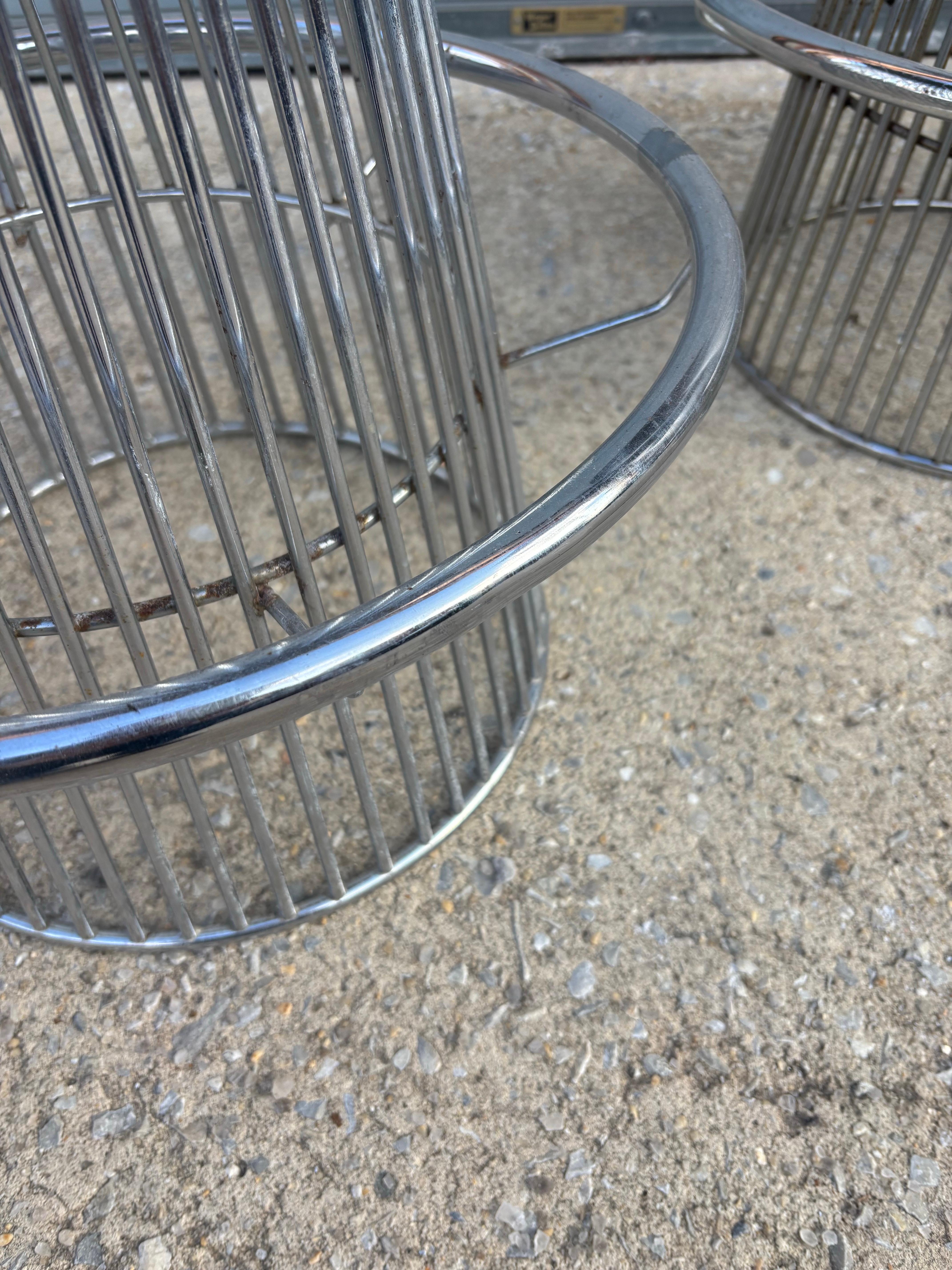 Late 20th Century Arthur Umanoff for Contempory Shells Set of 3 Chrome Bar Stools