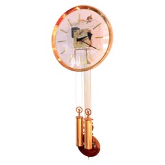 Arthur Umanoff for Howard Miller Brass and Lucite Wall Clock