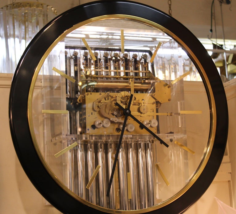 Arthur Umanoff for Howard Miller Lucite Wall Clock with Chimes at 1stDibs