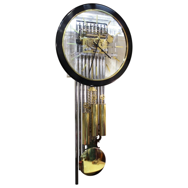 Arthur Umanoff for Howard Miller Lucite Wall Clock with Chimes at 1stDibs