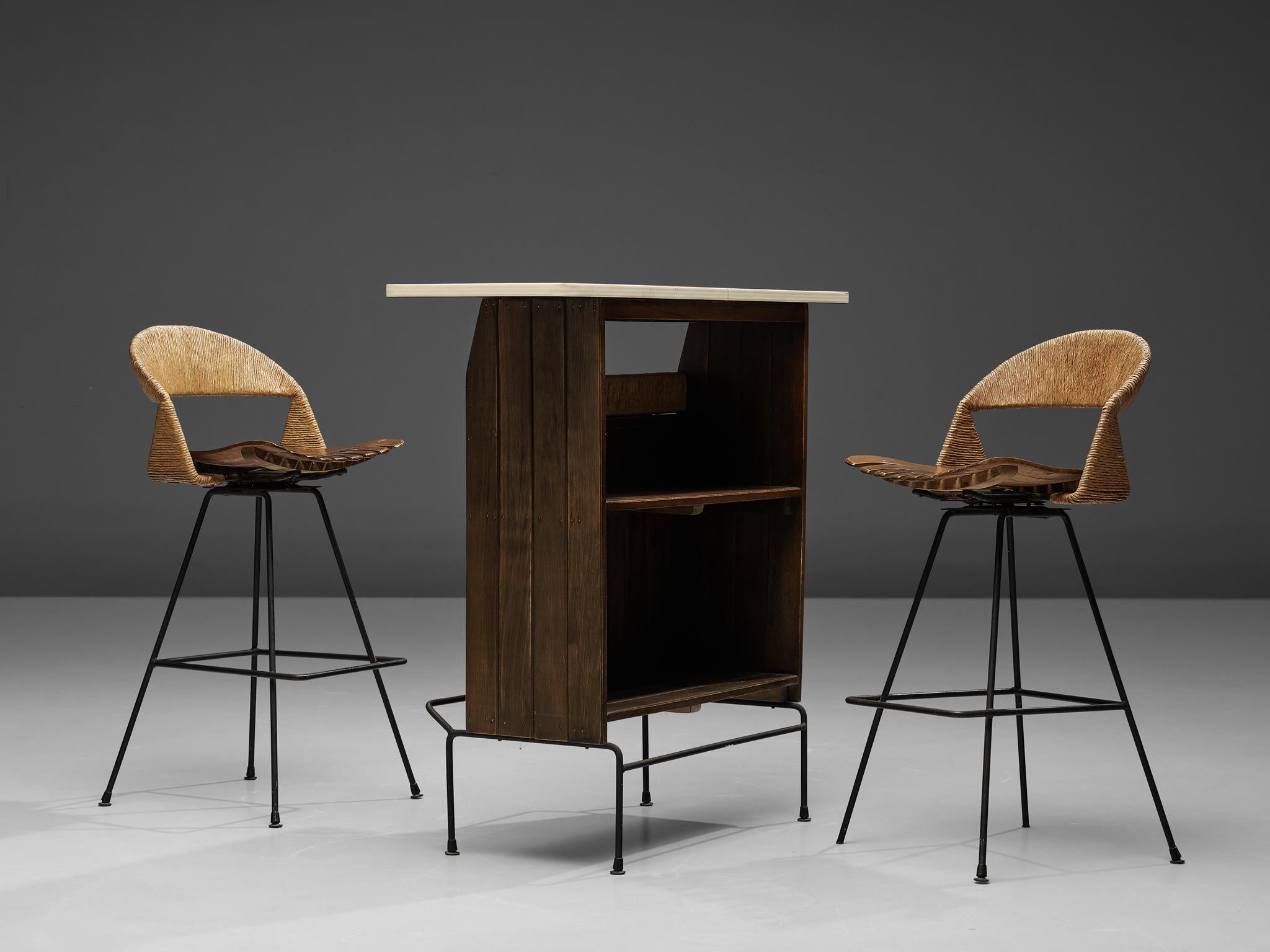 dry bar with stools