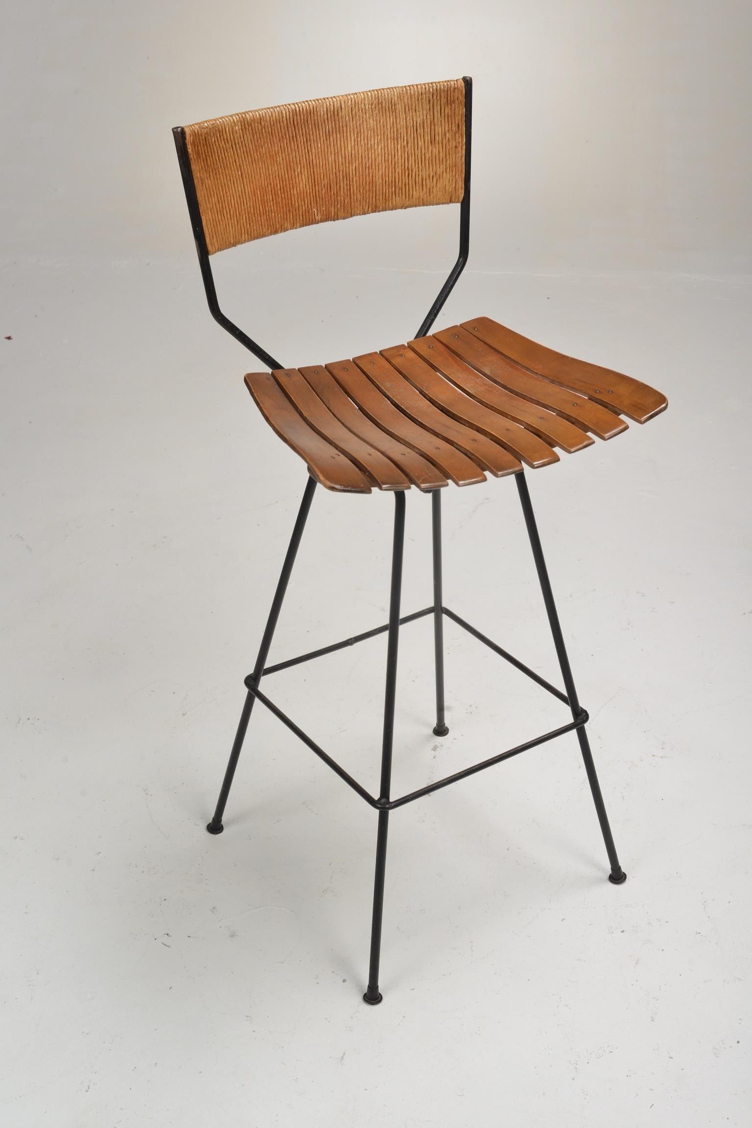 American Arthur Umanoff for Raymor Iron Swivel Bar stools For Sale