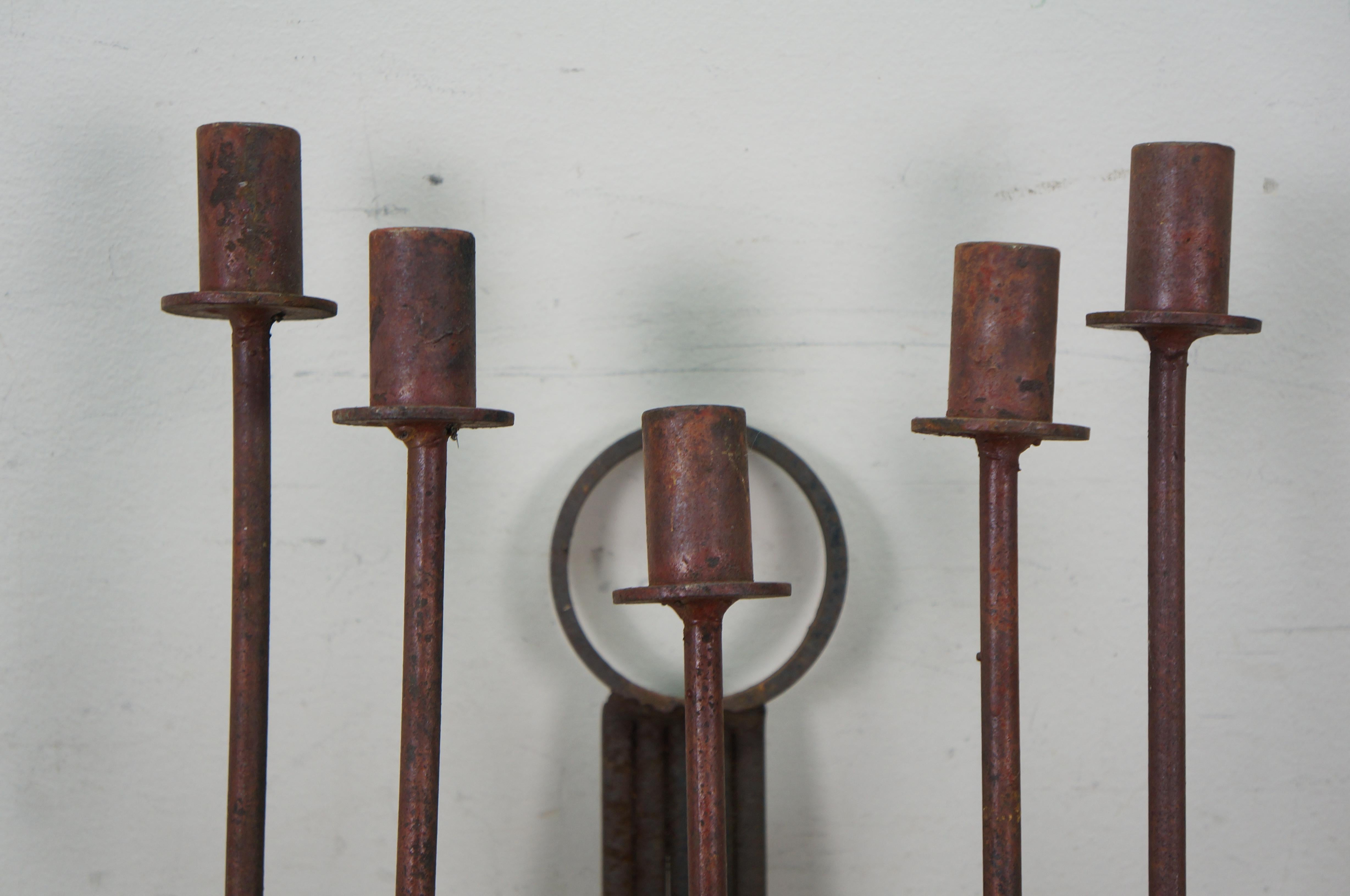 Arthur Umanoff für Raymor Rot Schmiedeeisen Wandleuchter Kandelaber 30