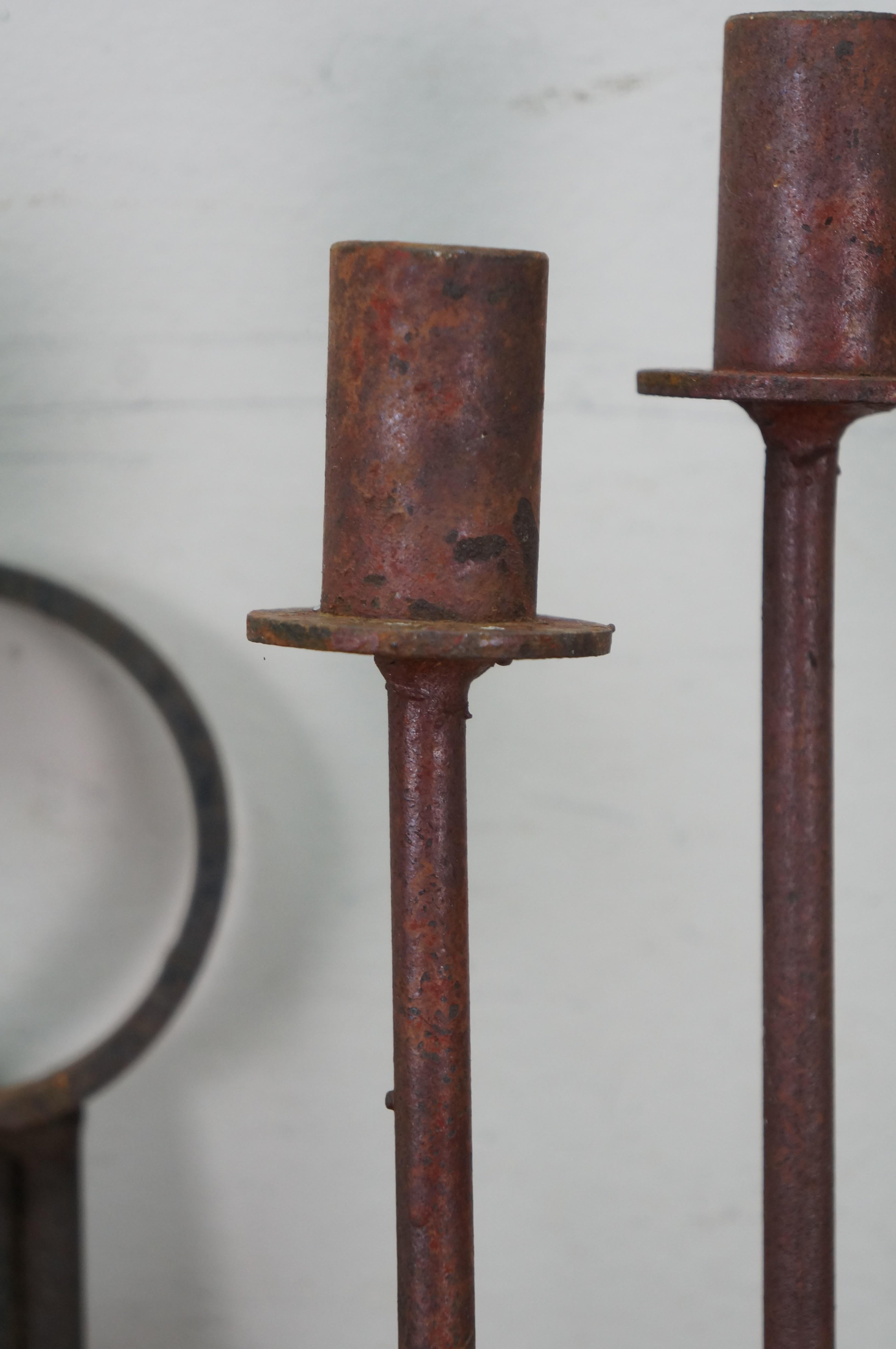 Arthur Umanoff für Raymor Rot Schmiedeeisen Wandleuchter Kandelaber 30