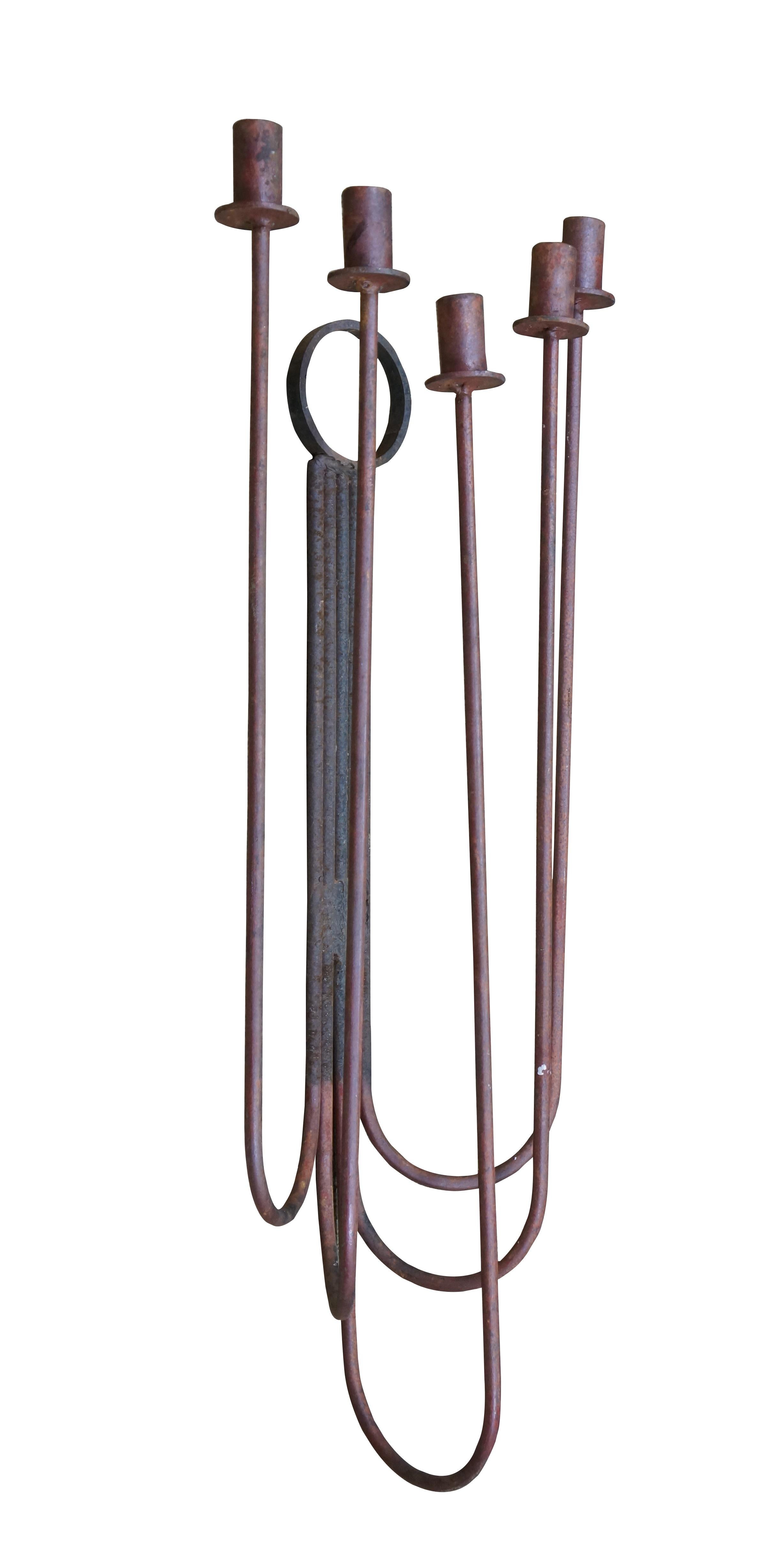 Arthur Umanoff für Raymor Rot Schmiedeeisen Wandleuchter Kandelaber 30