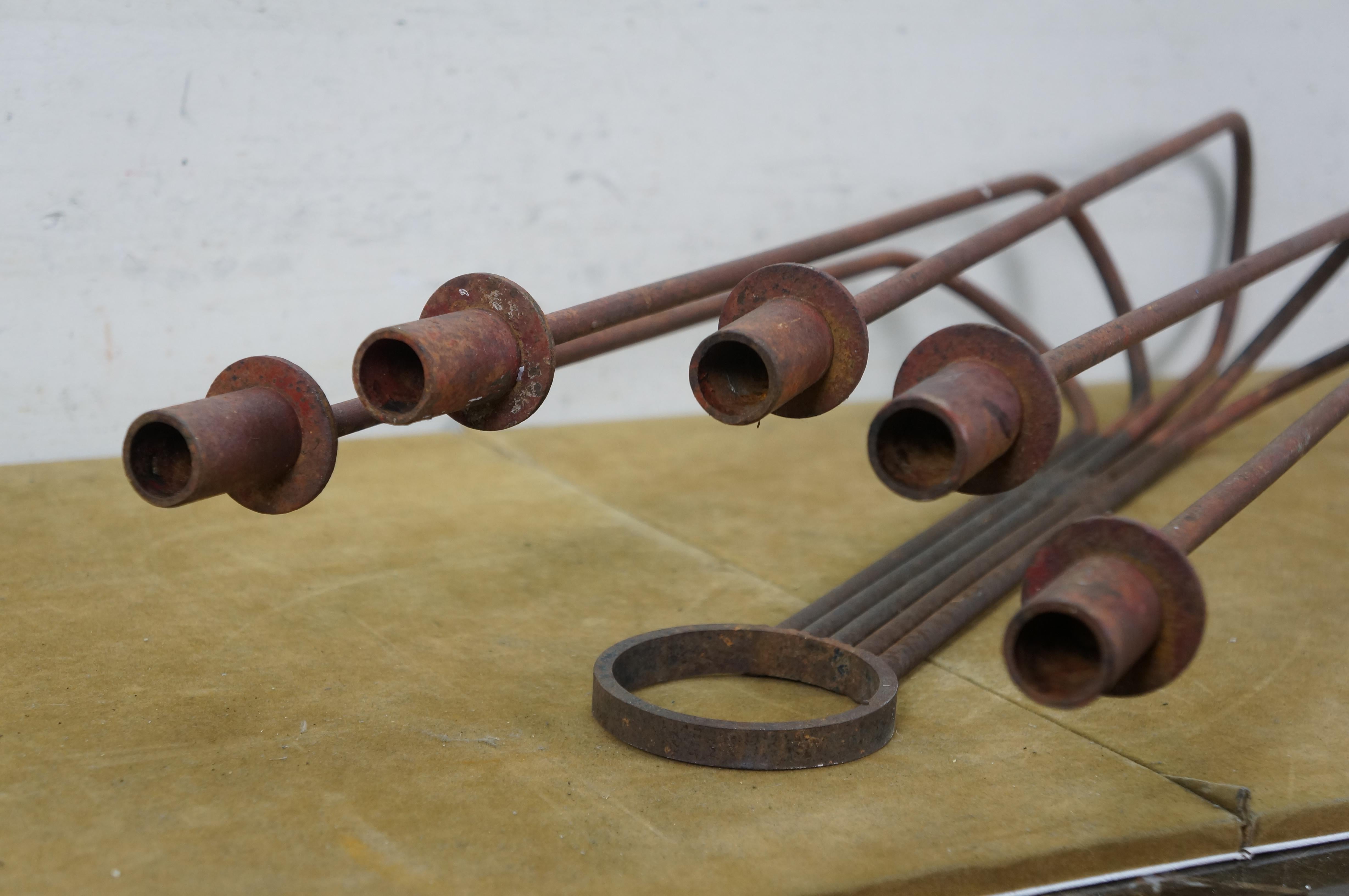 Arthur Umanoff für Raymor Rot Schmiedeeisen Wandleuchter Kandelaber 30