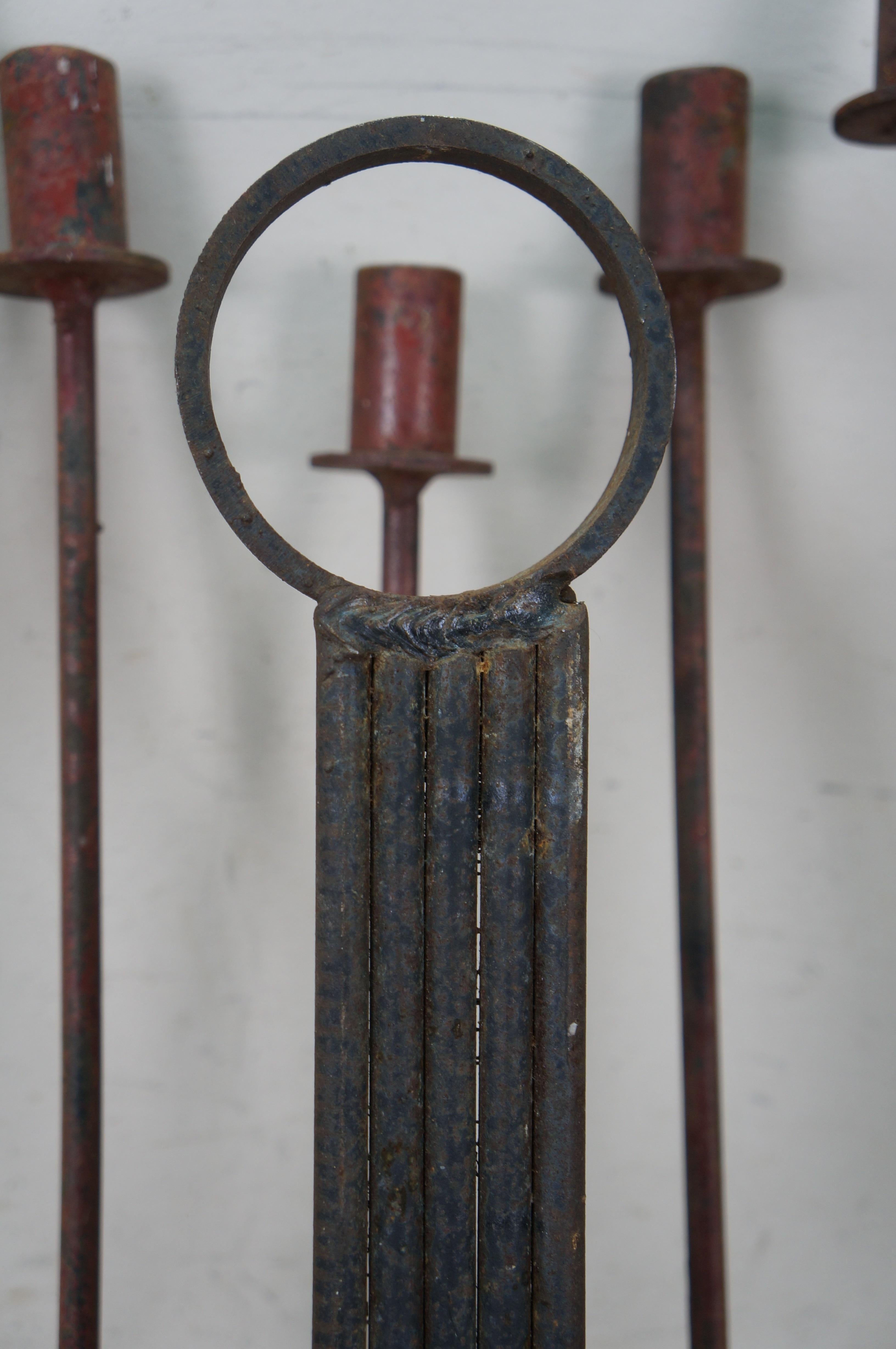 Arthur Umanoff für Raymor Rot Schmiedeeisen Wandleuchter Kandelaber 30