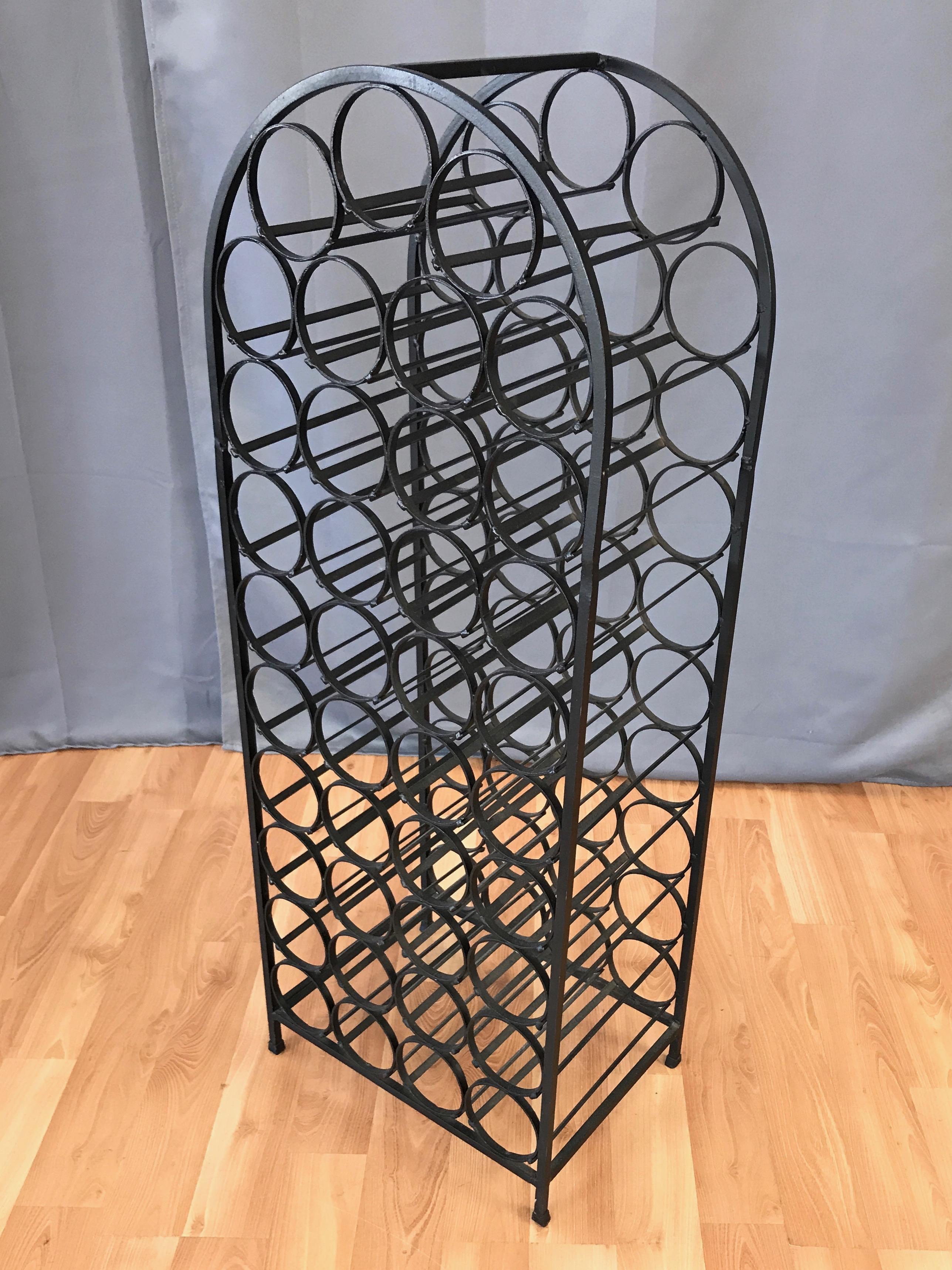 Arthur Umanoff for Shaver Howard 39-Bottle Wrought Iron Wine Rack In Good Condition In San Francisco, CA