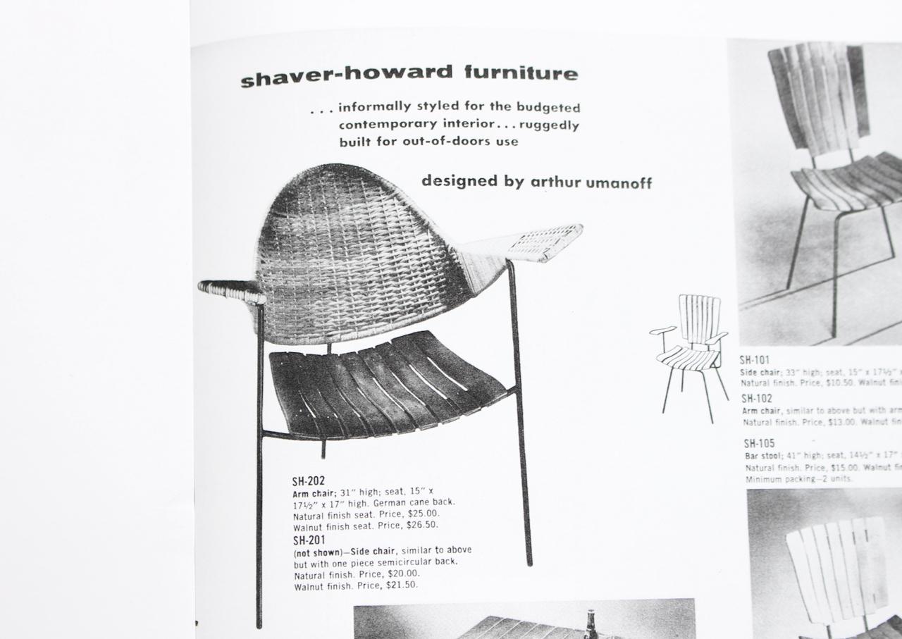 Arthur Umanoff pour Shaver Howard fauteuil de salon en fer et rotin avec pouf, années 1950 en vente 12
