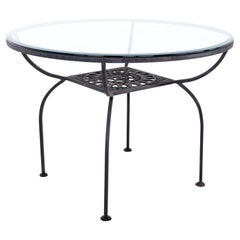 Arthur Umanoff for Shaver Howard Mayan MCM Iron and Glass Round Dining Table